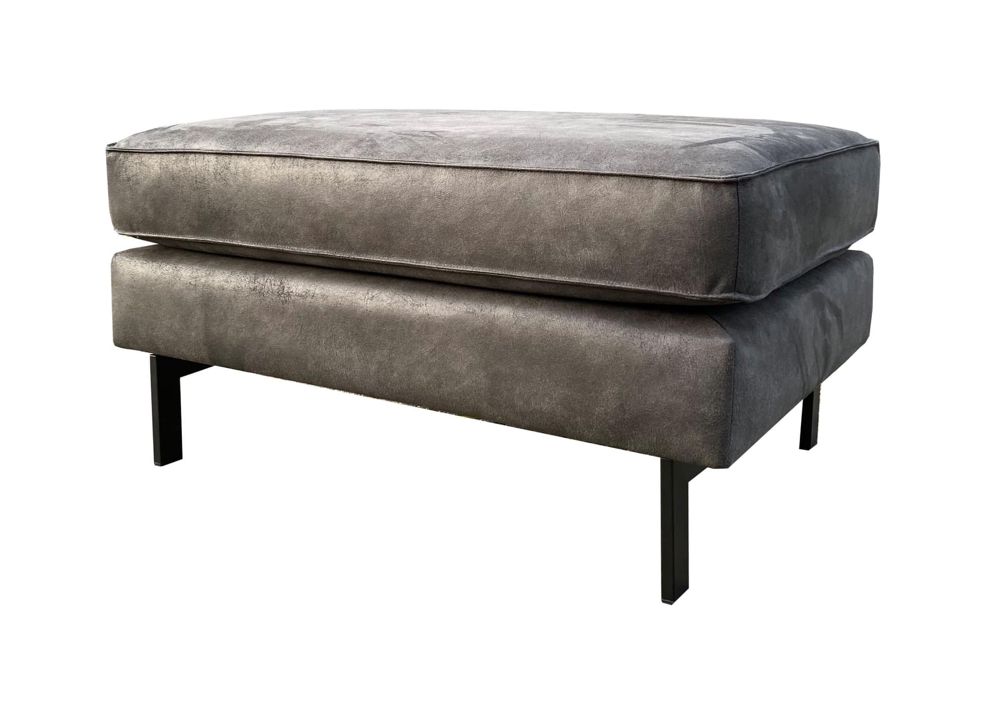 Tess poef 60 x 90 cm in zwart ecoleather met zwarte poten