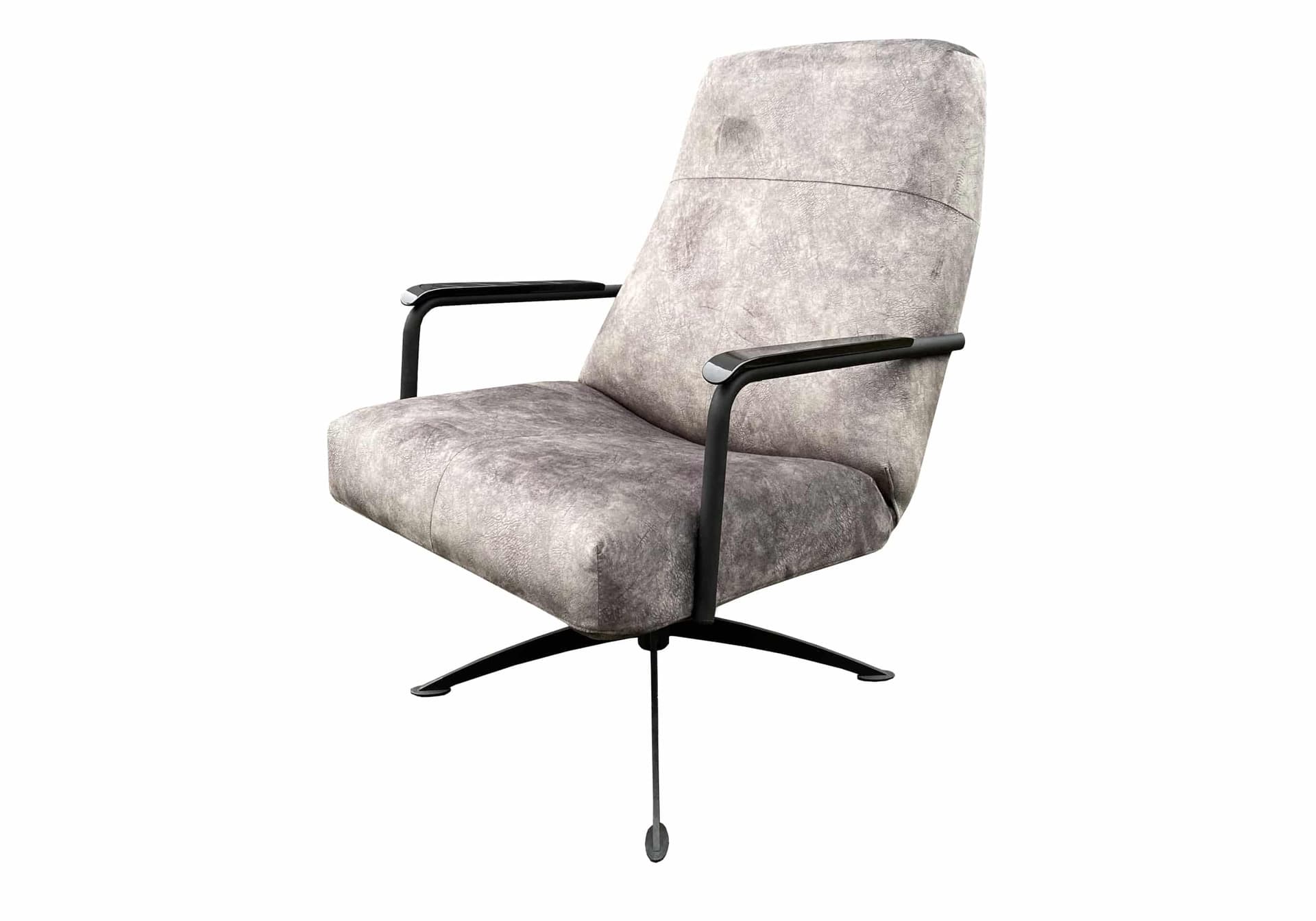Draaifauteuil Björn met armleggers in grijze stof
