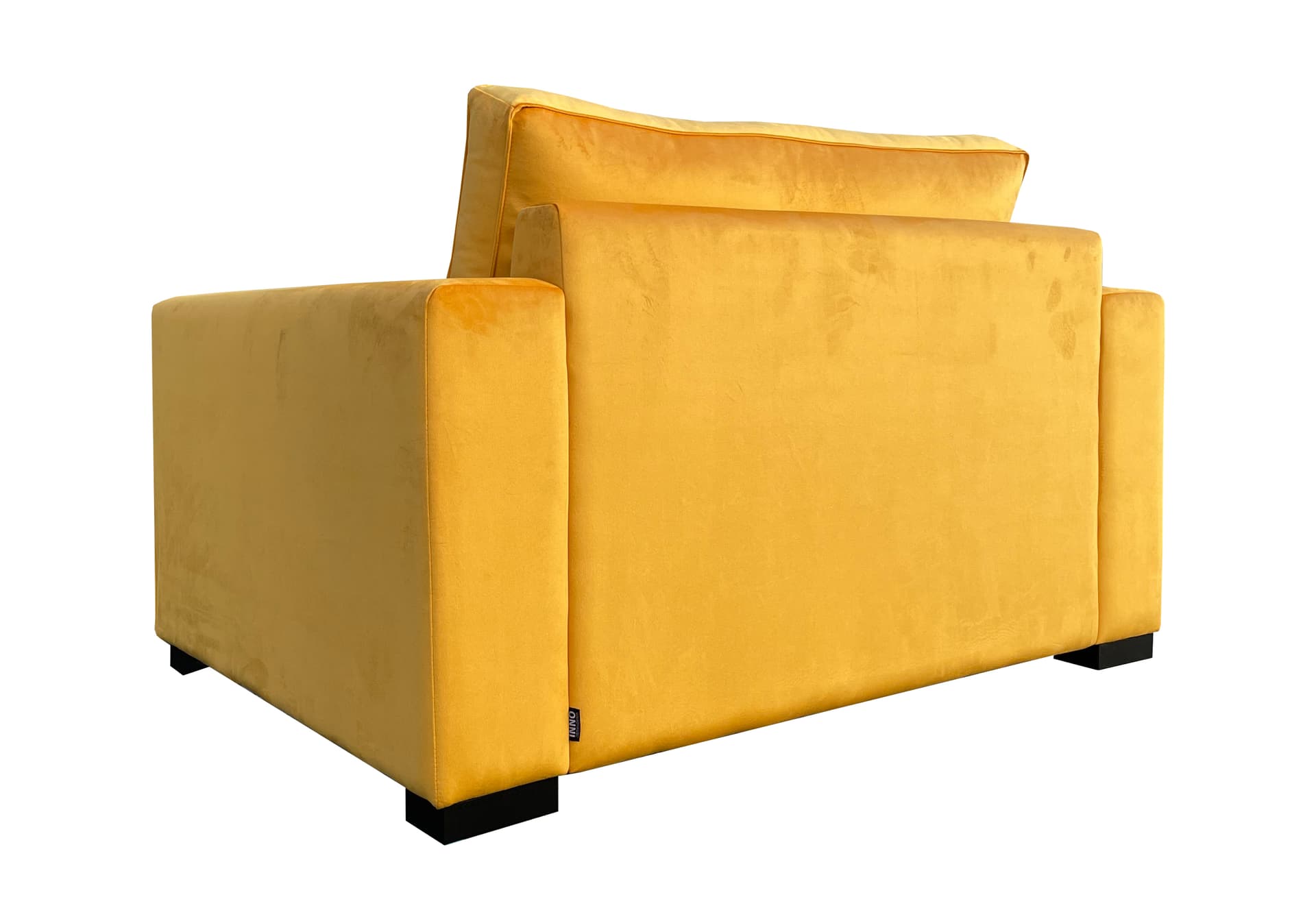 Loveseat in gele stof met zwarte poten