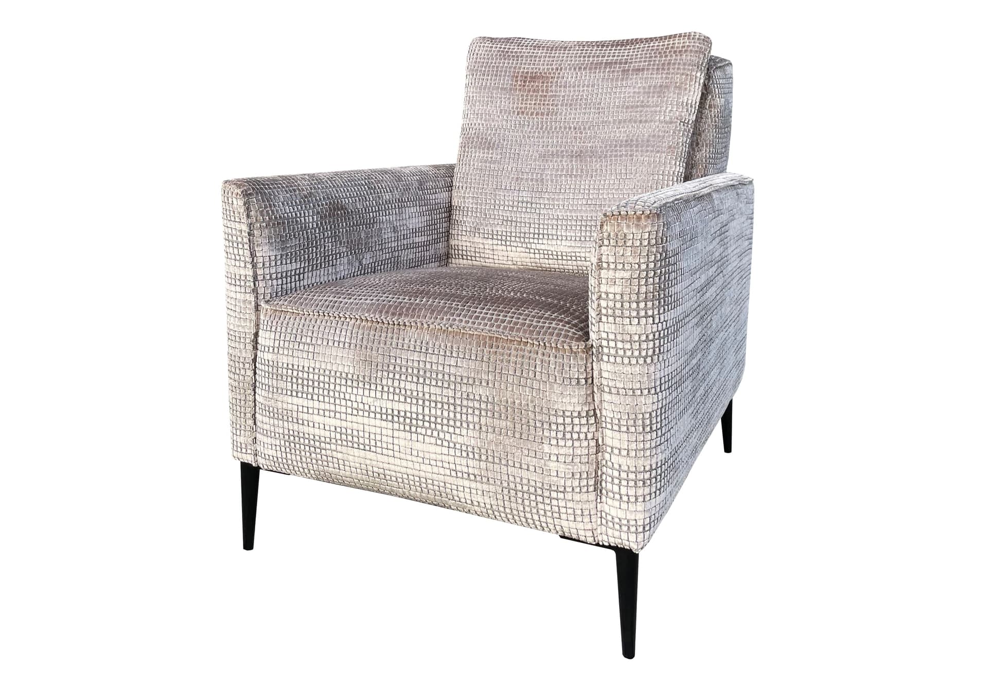 Trendy fauteuil Dexx in beige velvet stof met zwarte poten