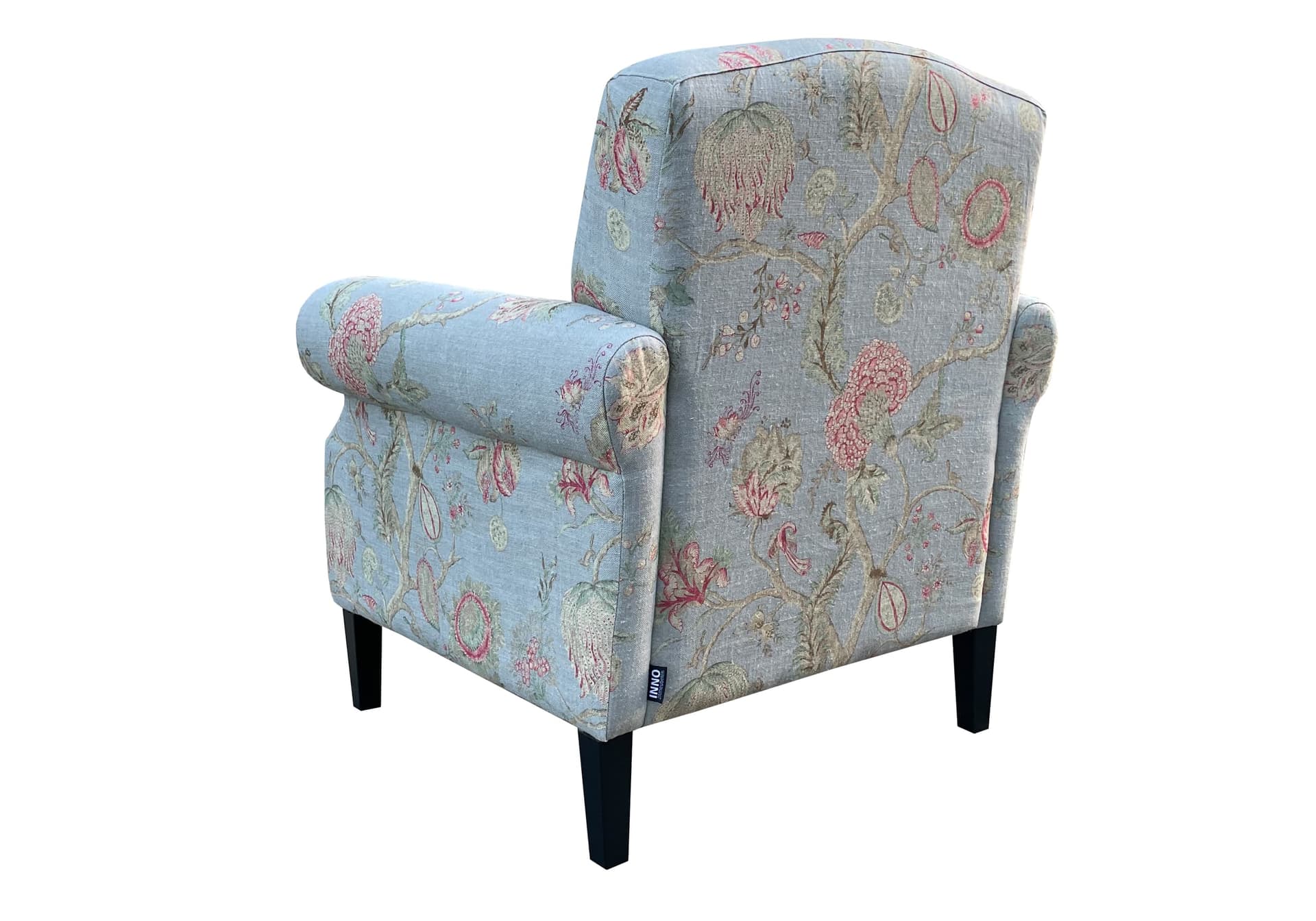 Klassieke fauteuil Elise bloemstof met zwarte poten