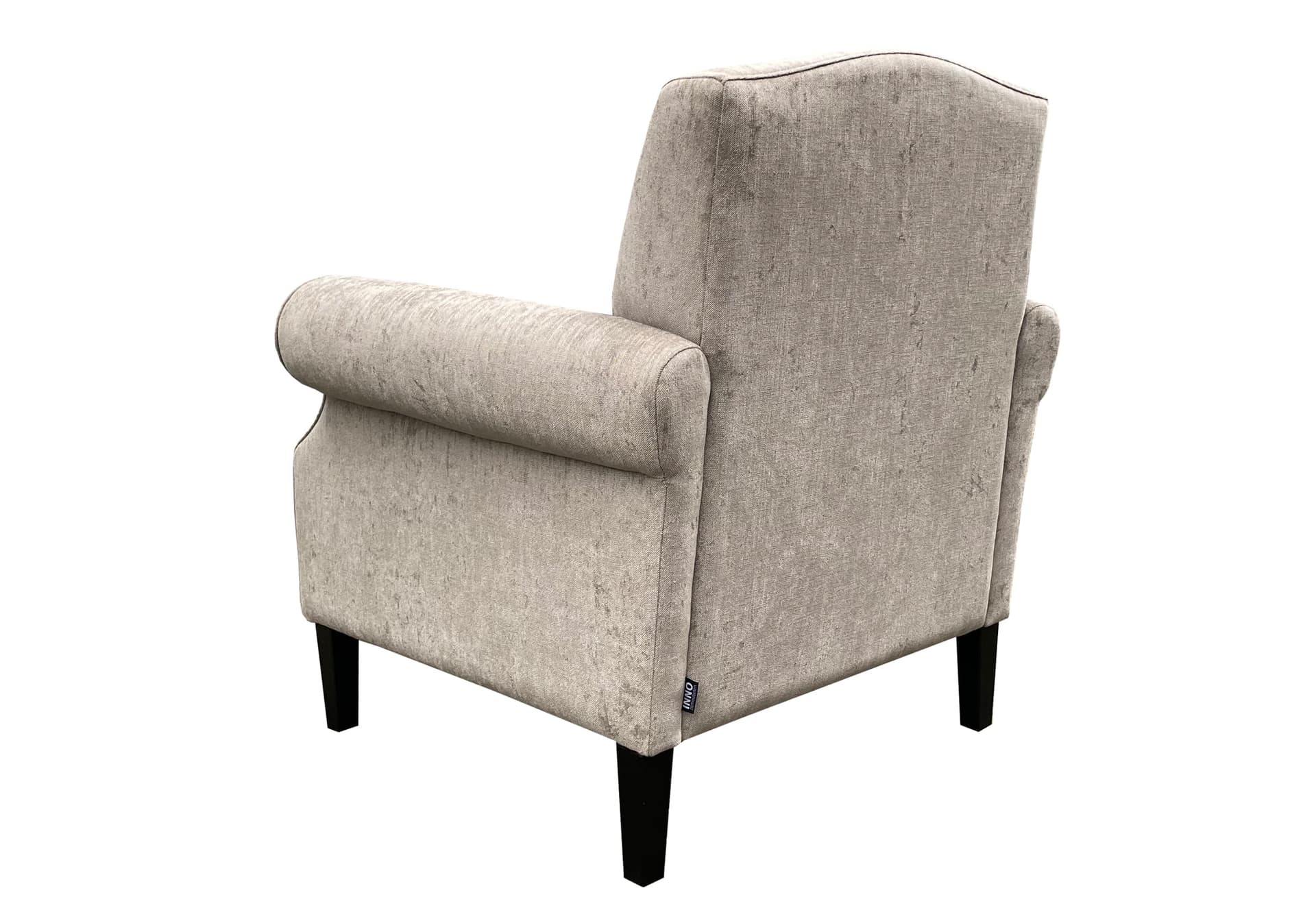Klassieke fauteuil Elise capiton in grijze stof met zwarte poten