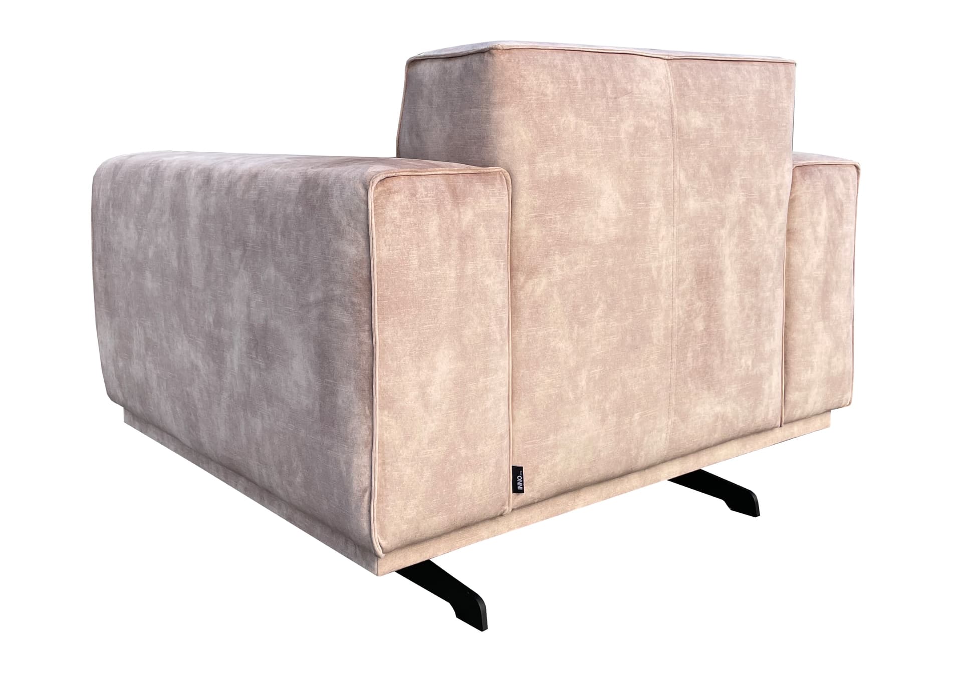 Fauteuil in beige stof met zwarte slede poten
