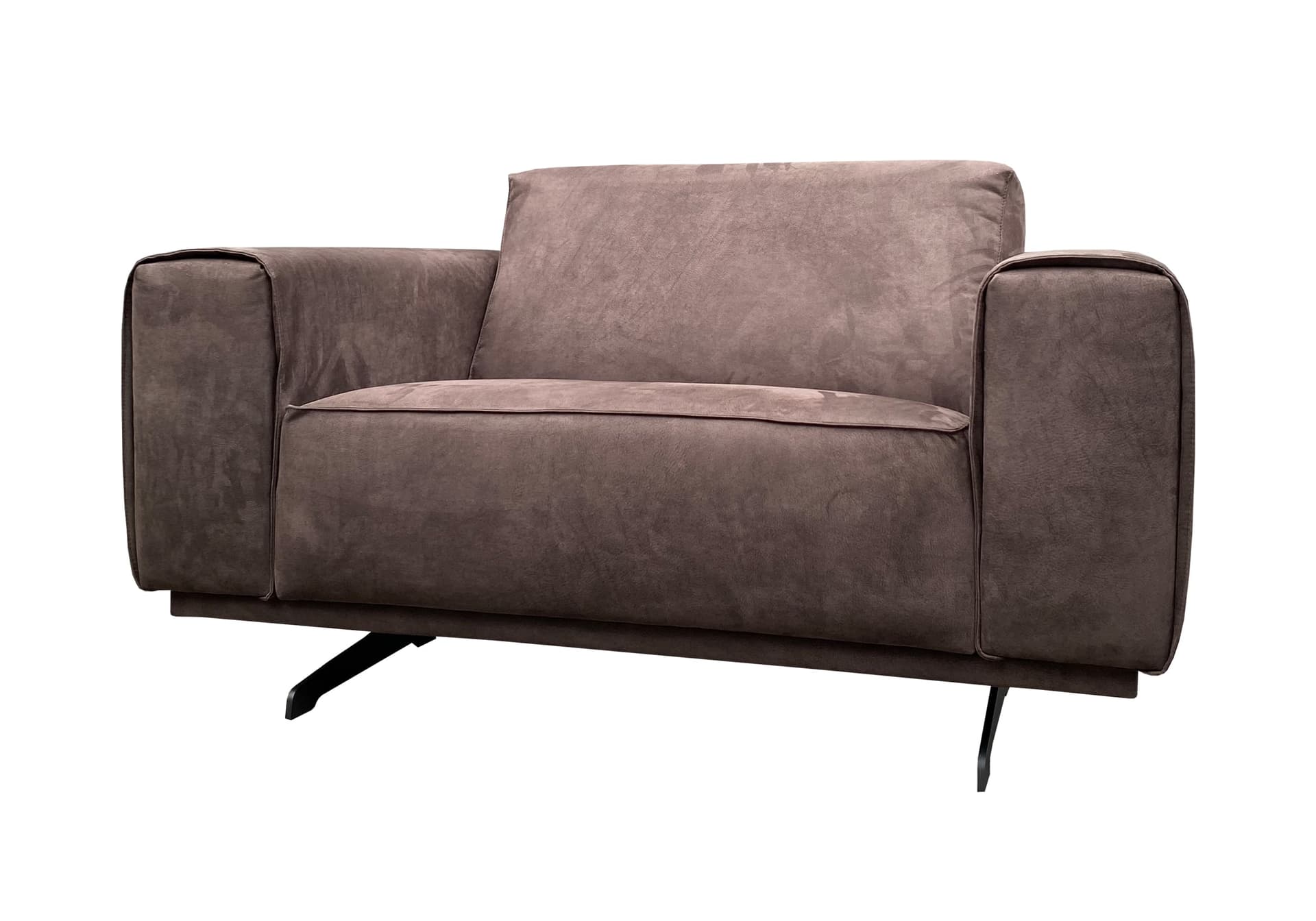 Ecoleather bruin loveseat Mark met zwarte slede poten