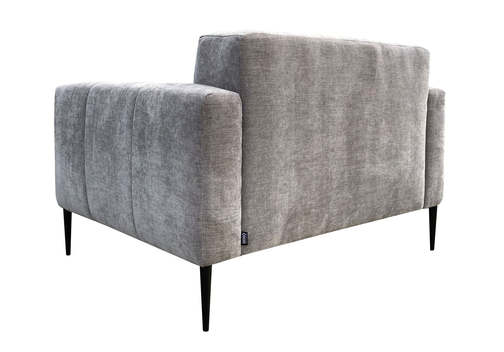 Moderne loveseat Mila in grijze stof met zwarte poten