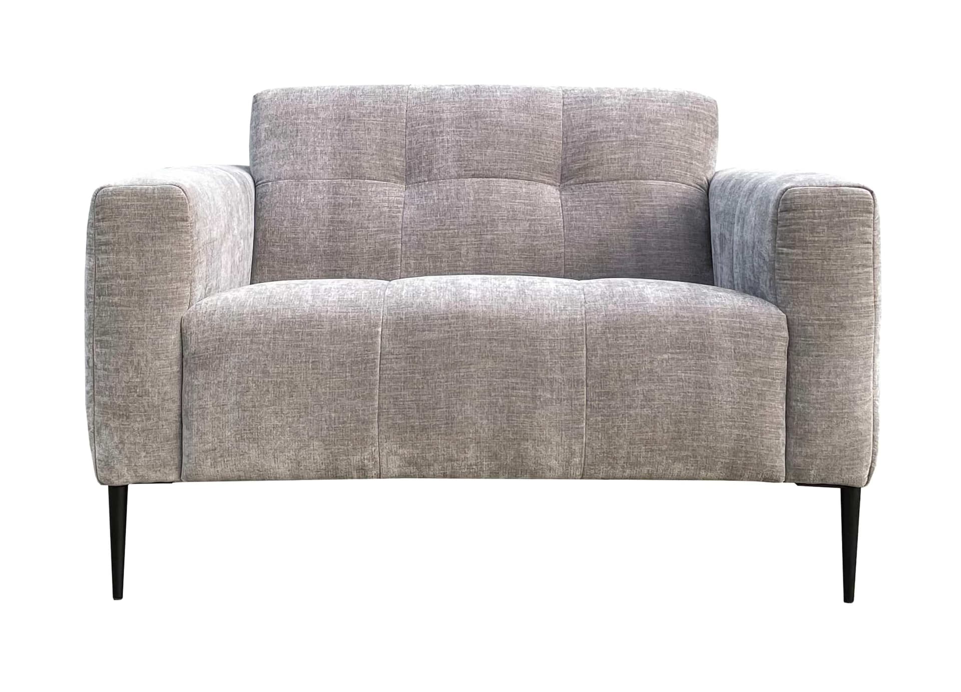 Moderne loveseat Mila in grijze stof met zwarte poten
