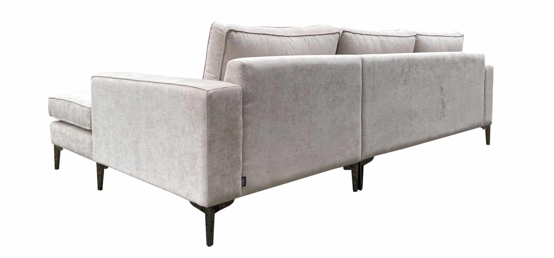 Loungebank Noah chaise longue in witte stof met zwarte poten