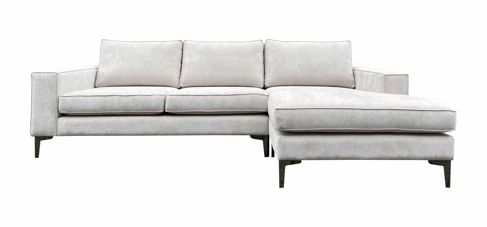 Loungebank Noah chaise longue in witte stof met zwarte poten
