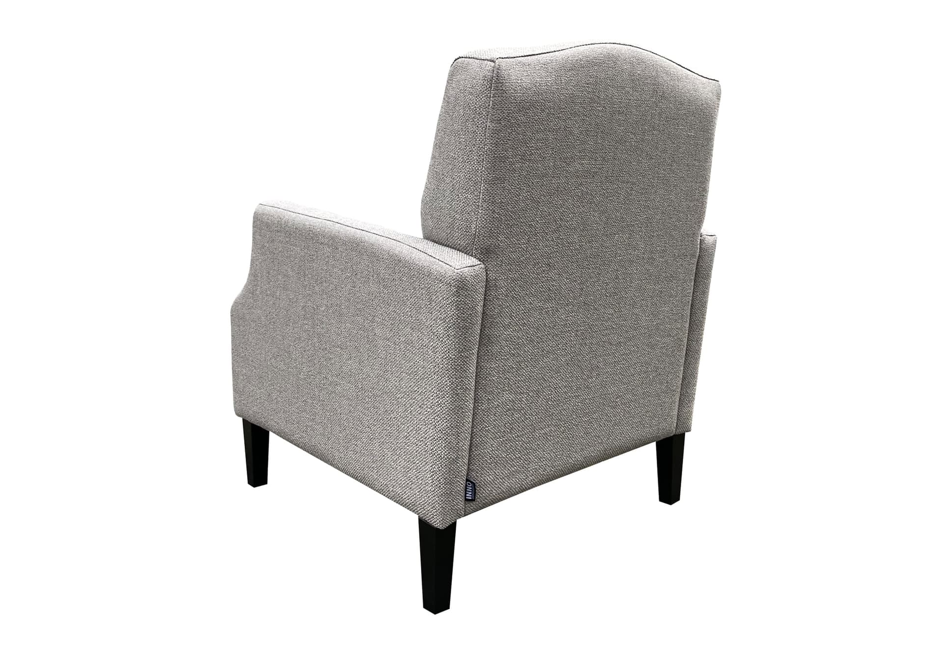 Klassieke fauteuil Quinn in beige stof met zwarte poten