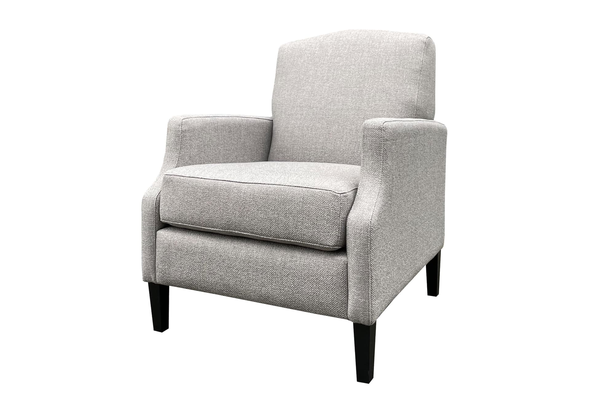 Klassieke fauteuil Quinn in beige stof met zwarte poten