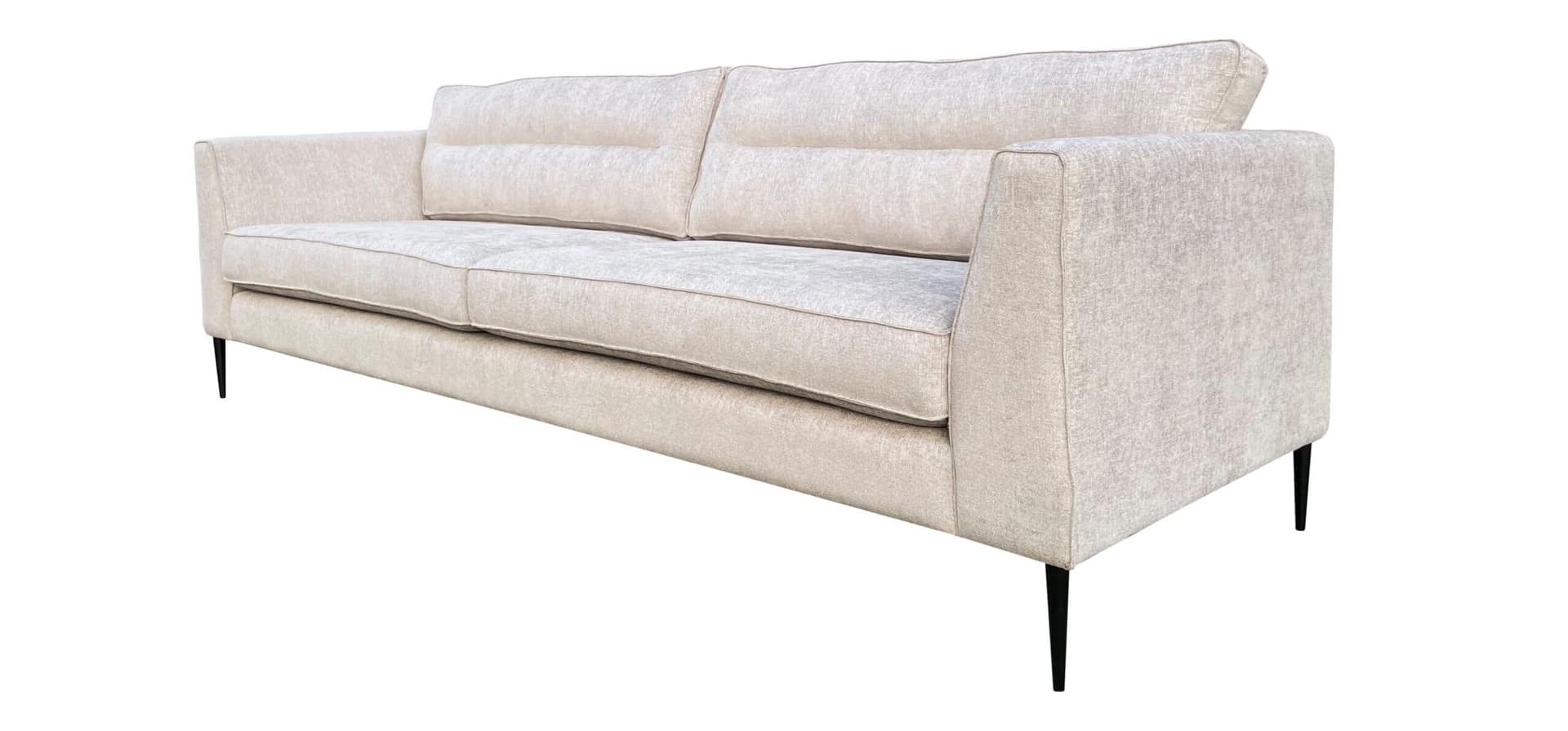 4-zitsbank in beige stof met zwarte poten