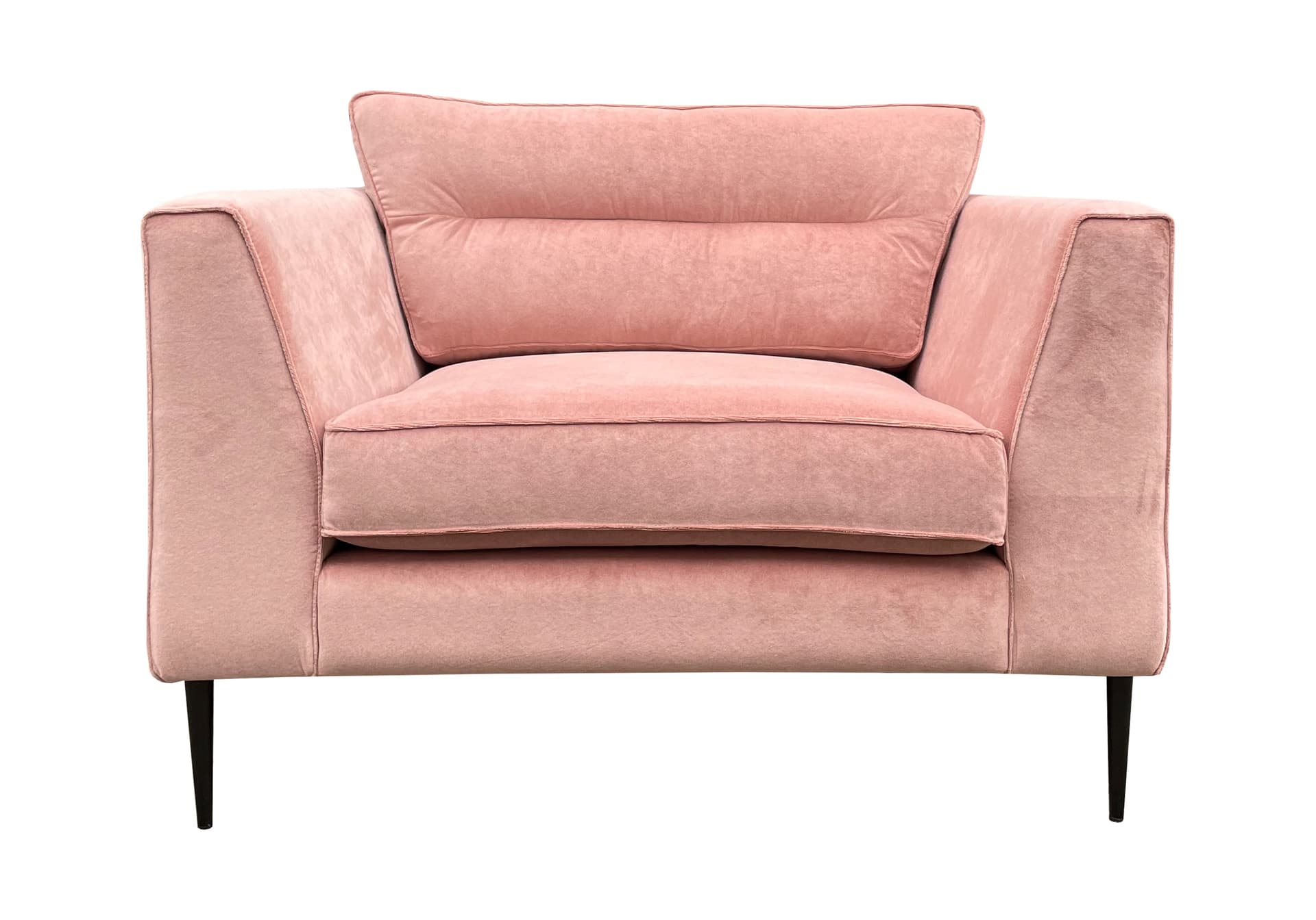 Roze loveseat Zoë met zwarte poten