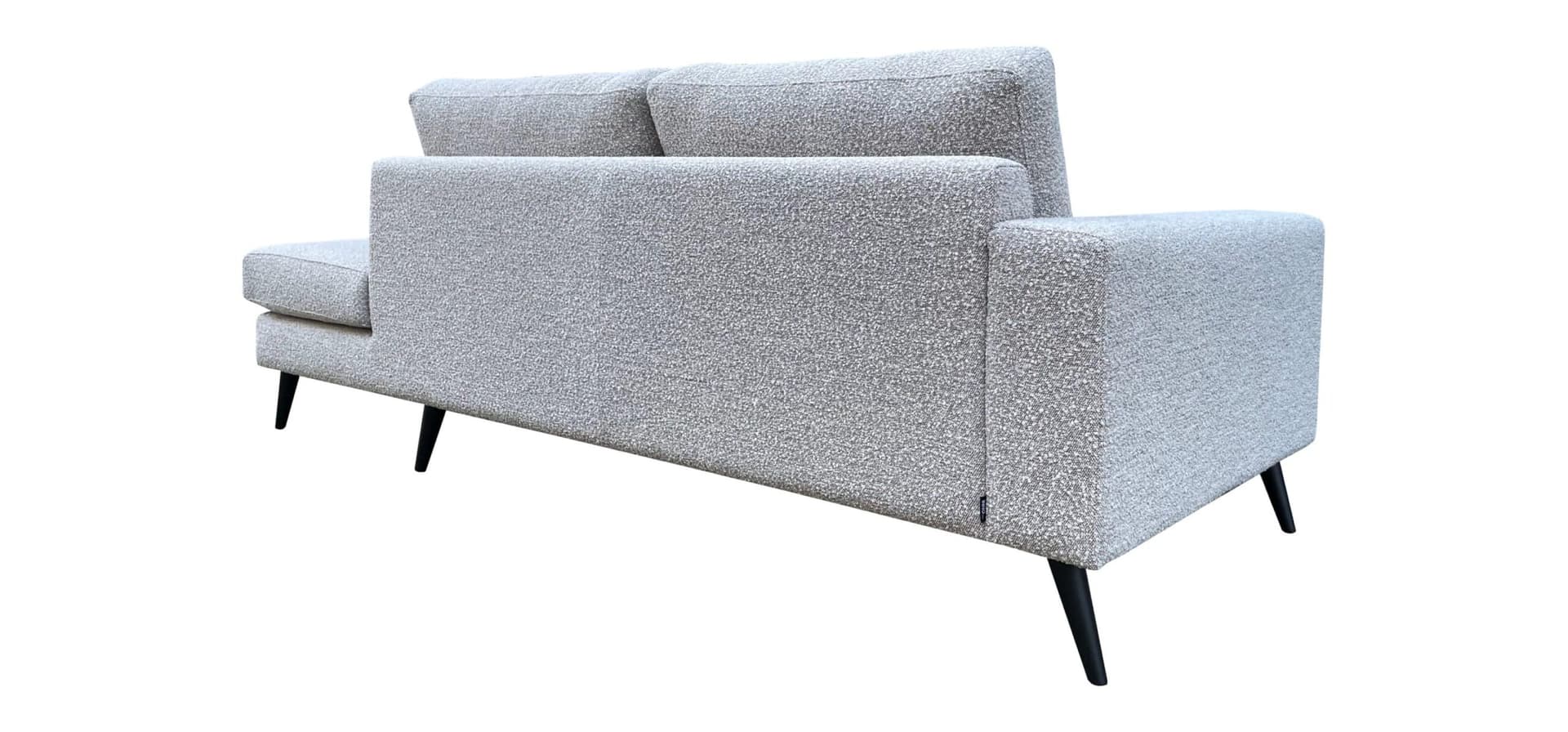 Daybed Noah XL rond in beige bouclé stof op zwarte metalen poot