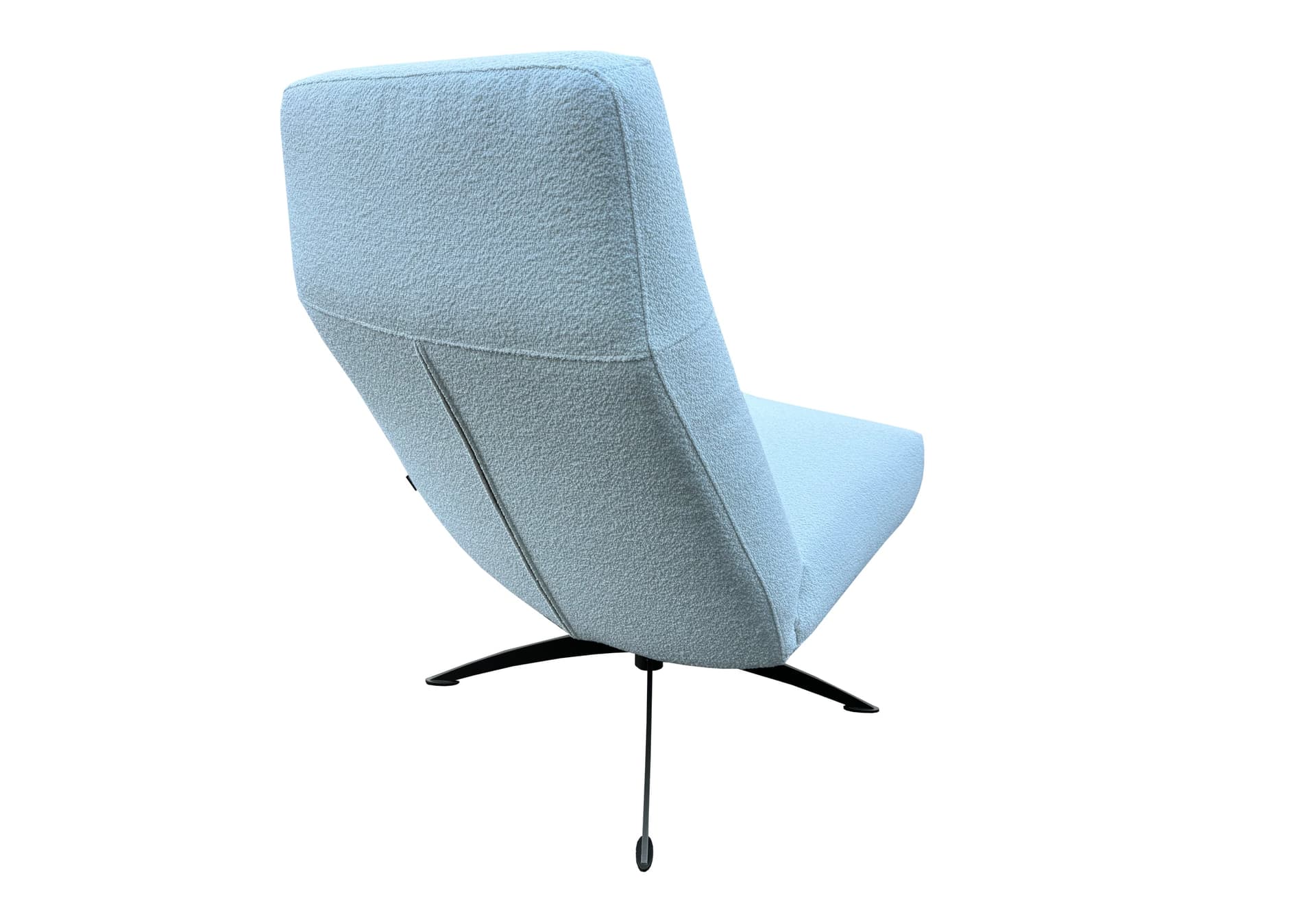 Draaifauteuil in witte stof op bruin onderstel
