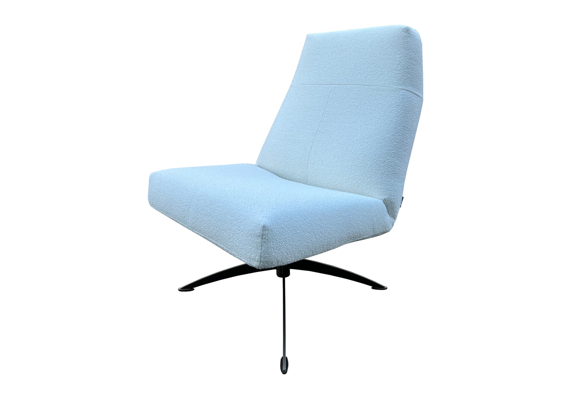 Draaifauteuil in witte stof op bruin onderstel