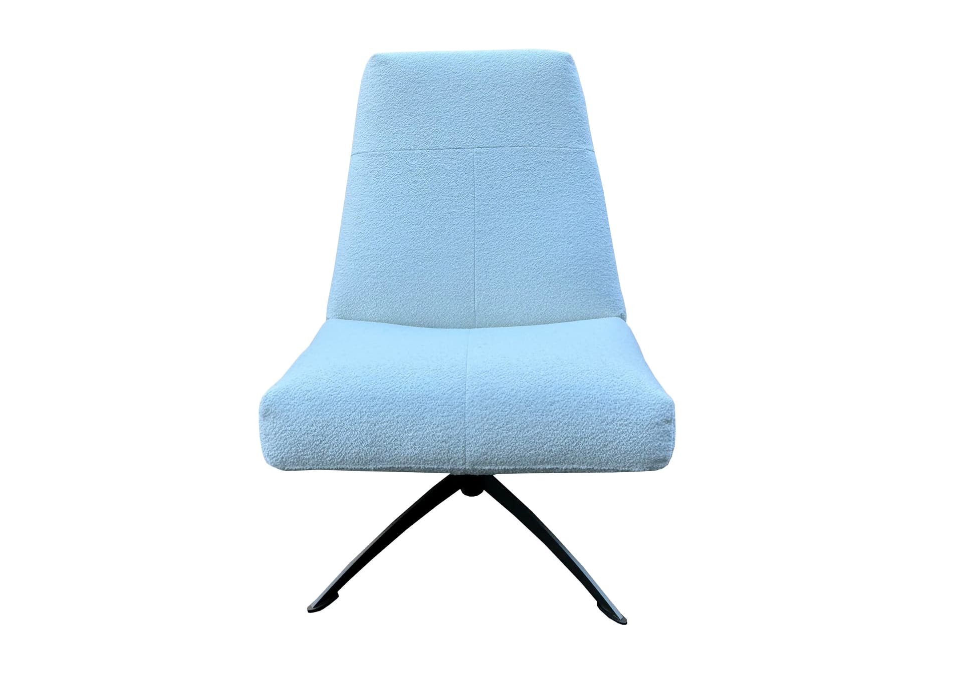 Draaifauteuil in witte stof op bruin onderstel
