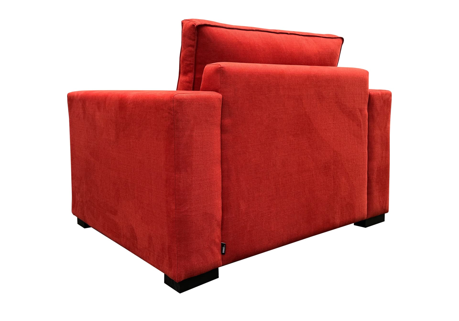 Loveseat Daan in rode stof met houten zwarte poot