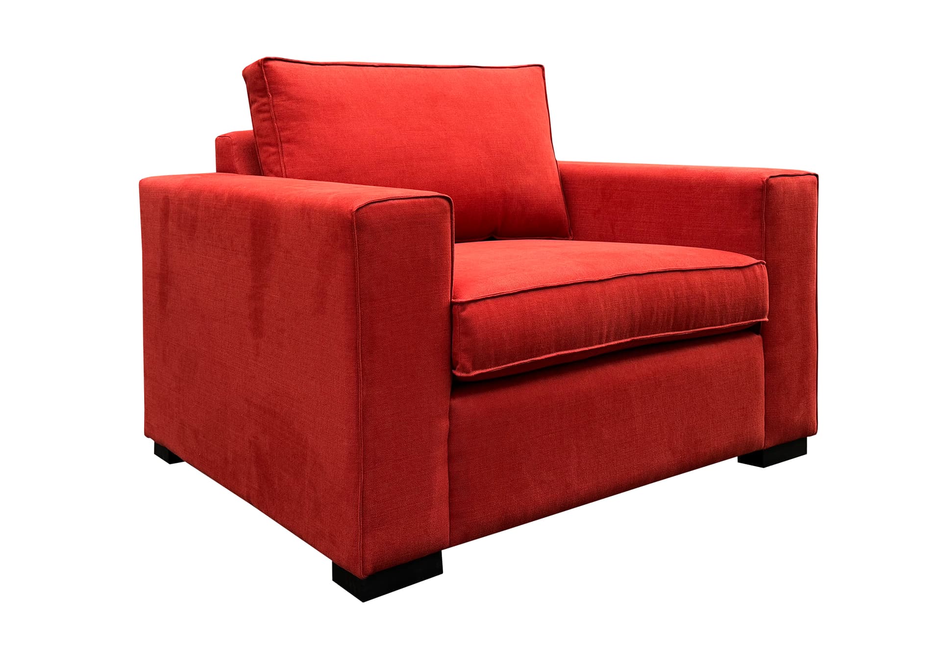 Loveseat Daan in rode stof met houten zwarte poot