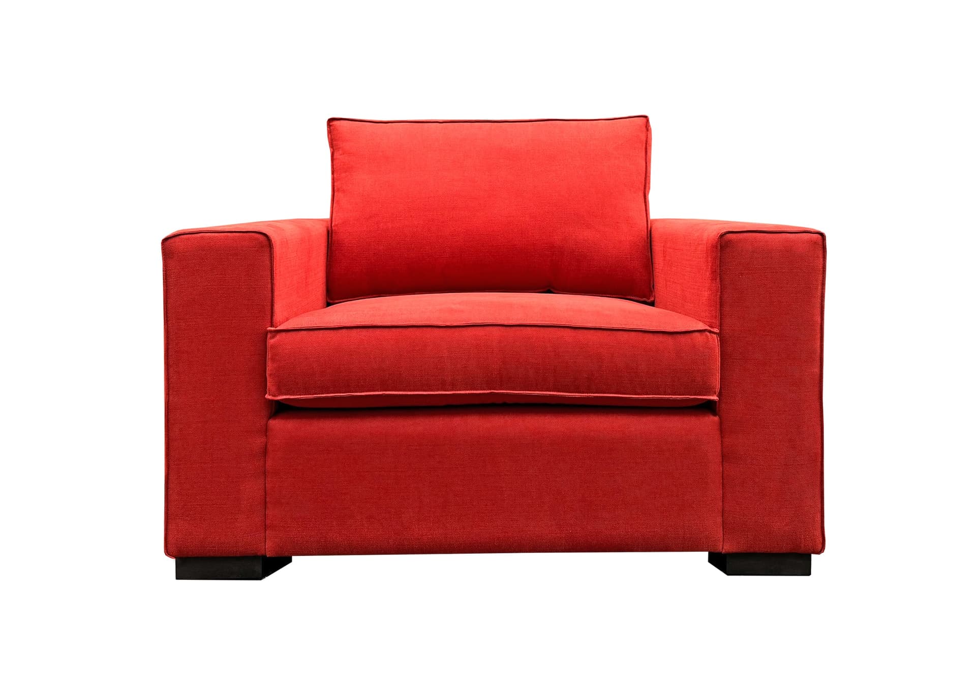 Loveseat Daan in rode stof met houten zwarte poot