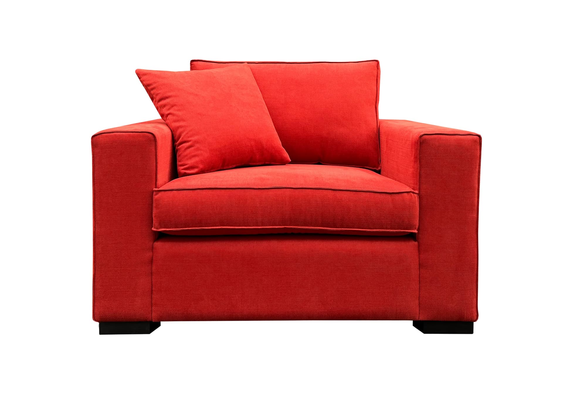 Loveseat Daan in rode stof met houten zwarte poot