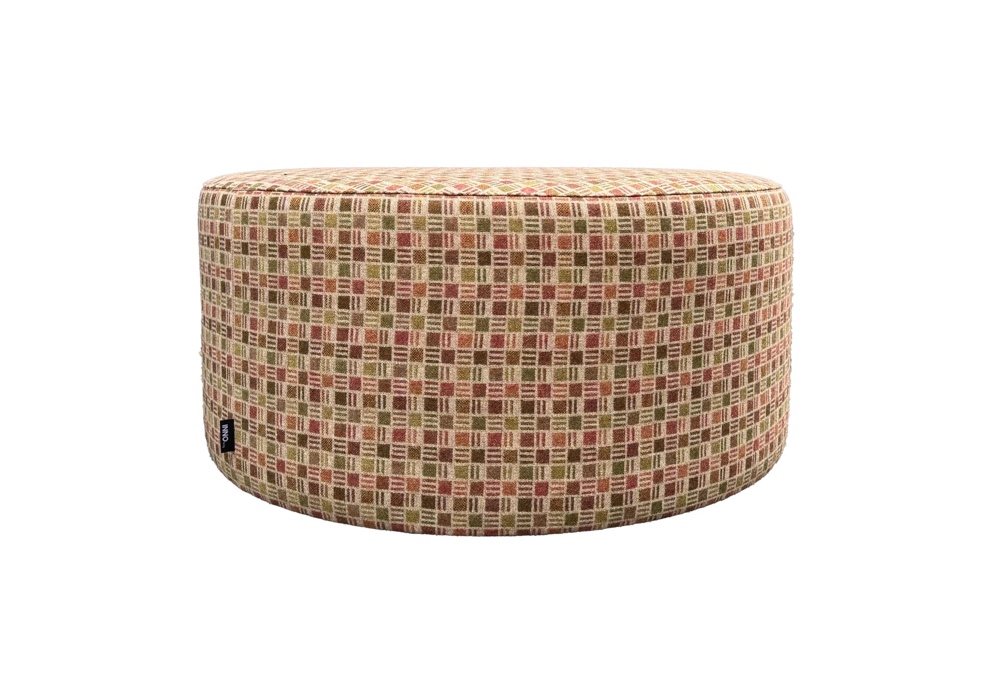 Ronde poef 80 cm doorsnee in print stof