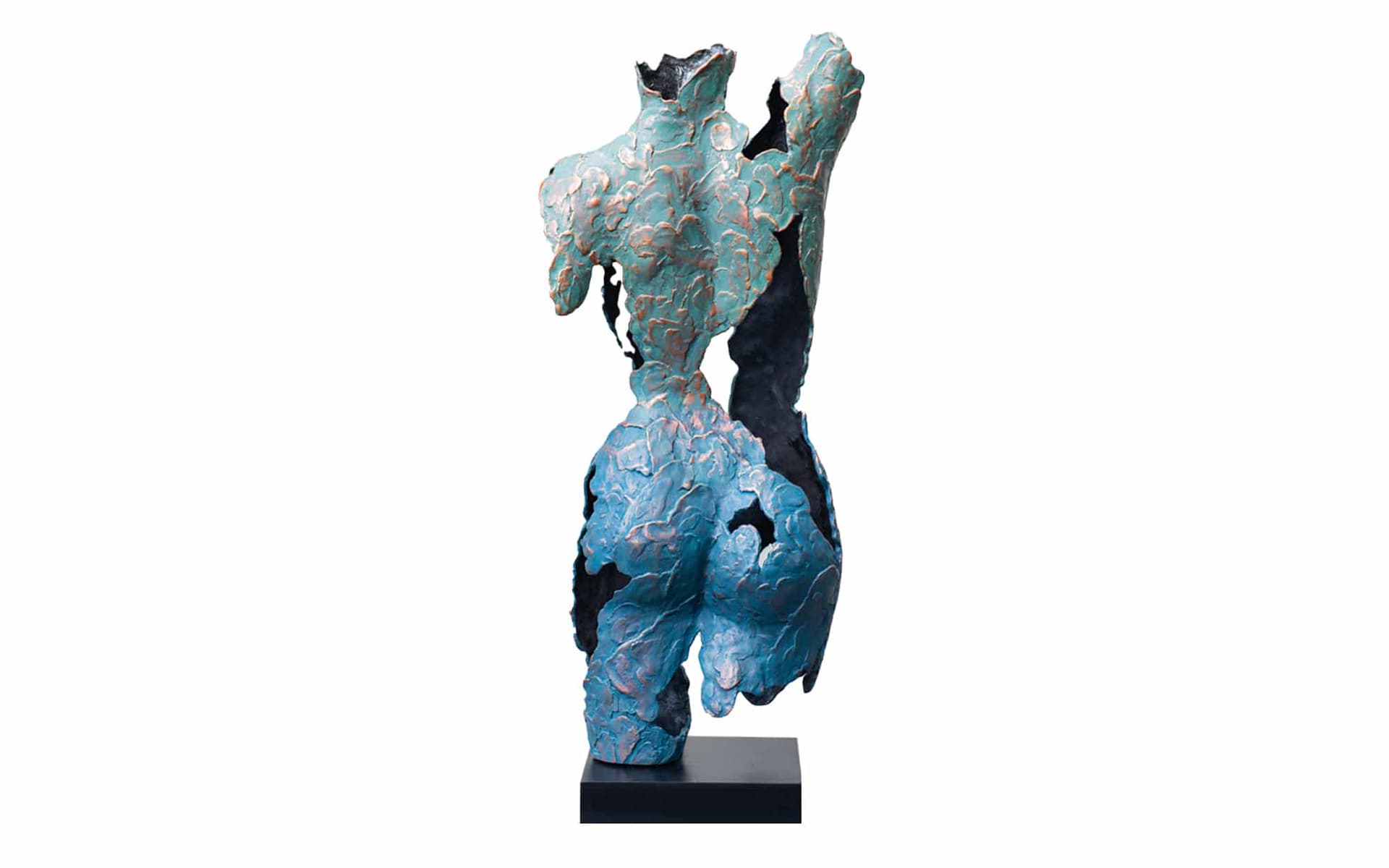 Sculptuur Isabella Blue vrouwenlichaam in brons, blauwe kleur