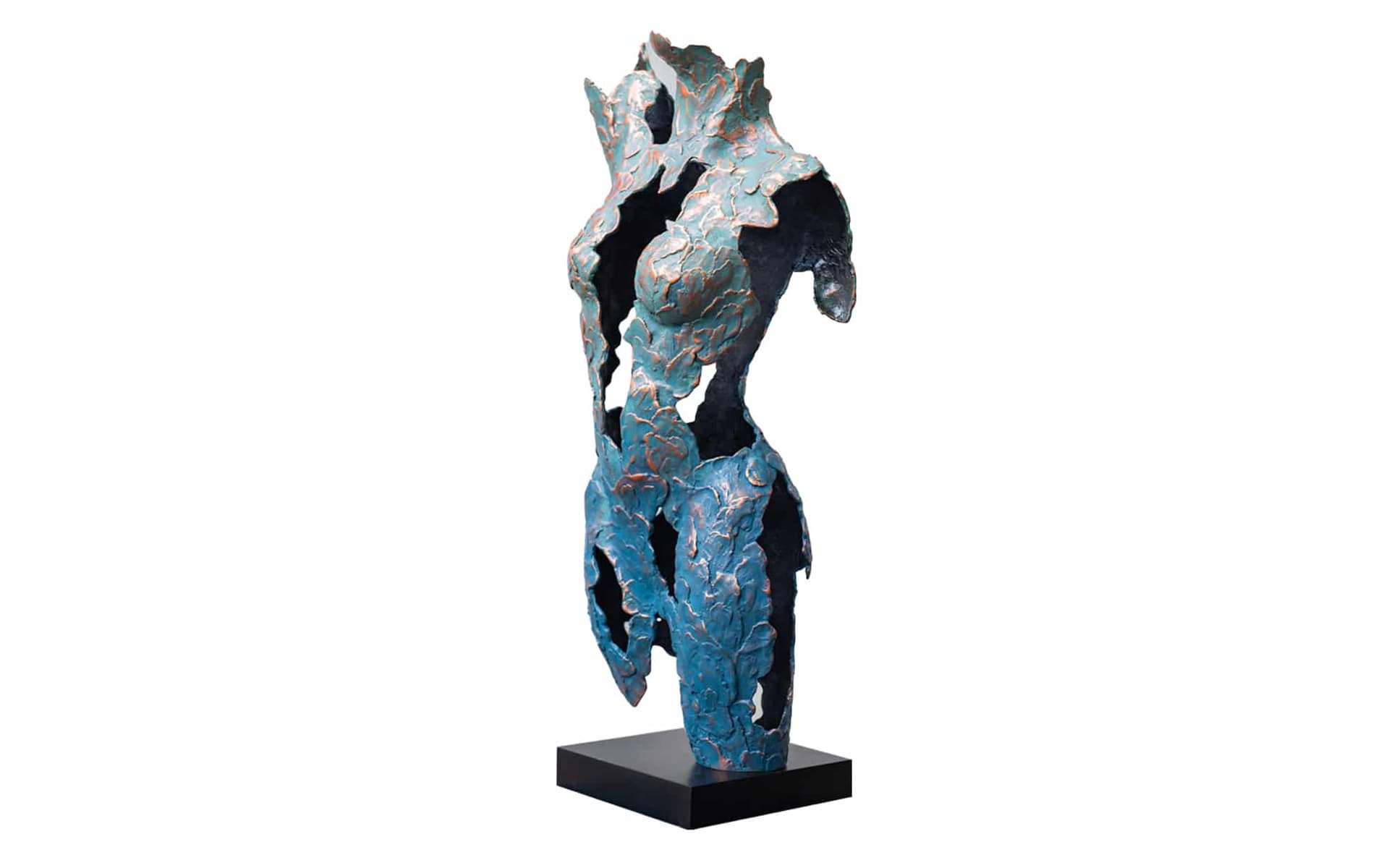 Sculptuur Isabella Blue vrouwenlichaam in brons, blauwe kleur