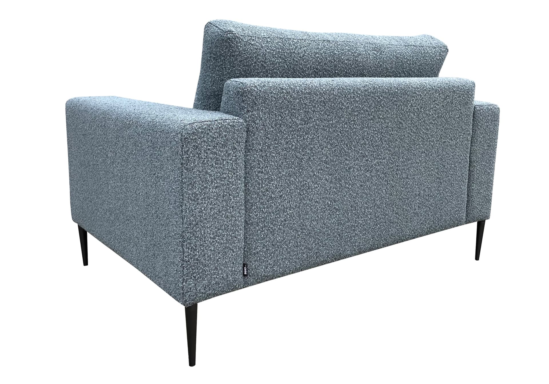Bouclé loveseat Noah in blauwe bouclé stof Ascot met zwarte poten