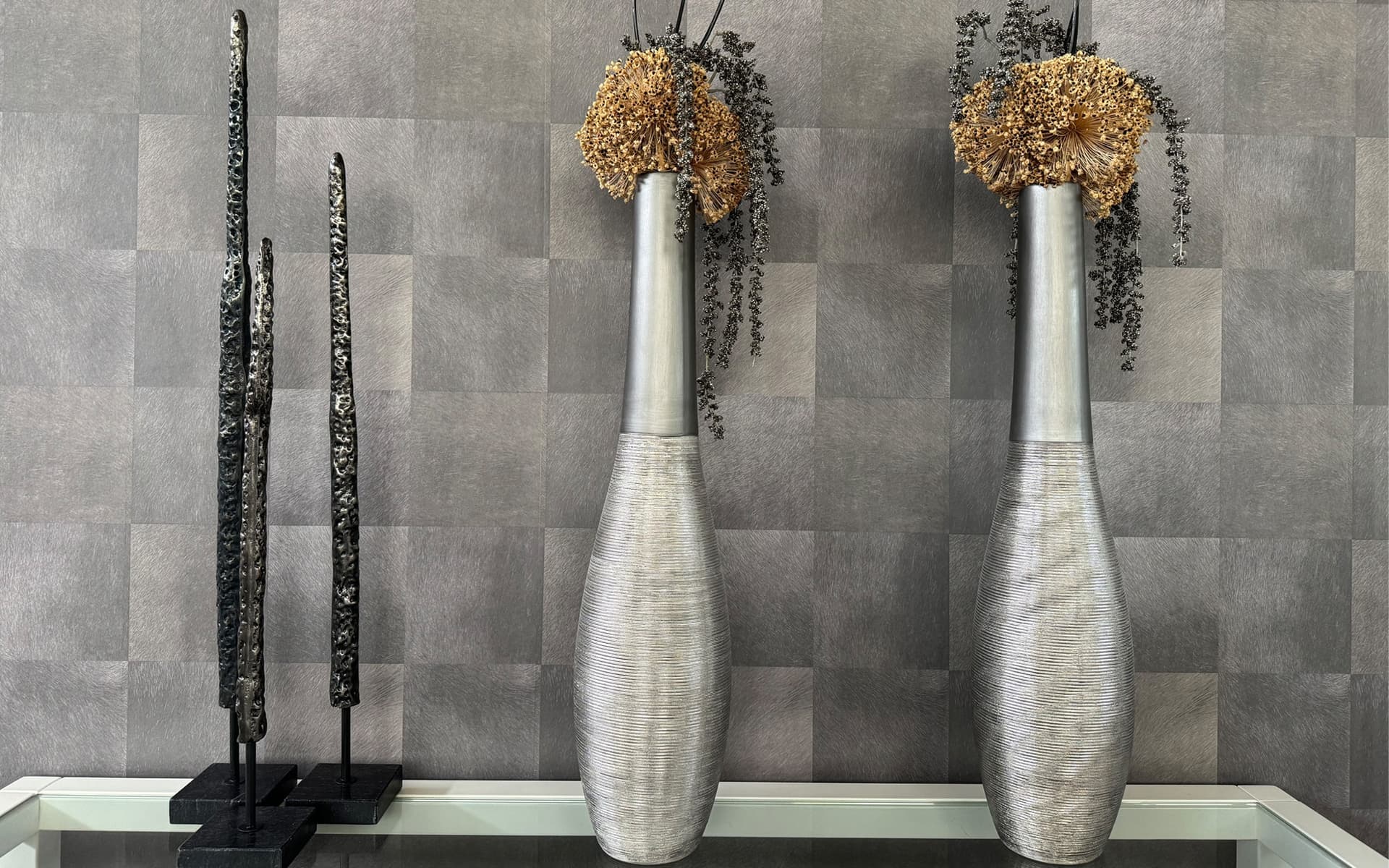 Sfeerfoto ornamenten Acco set Silver op voet