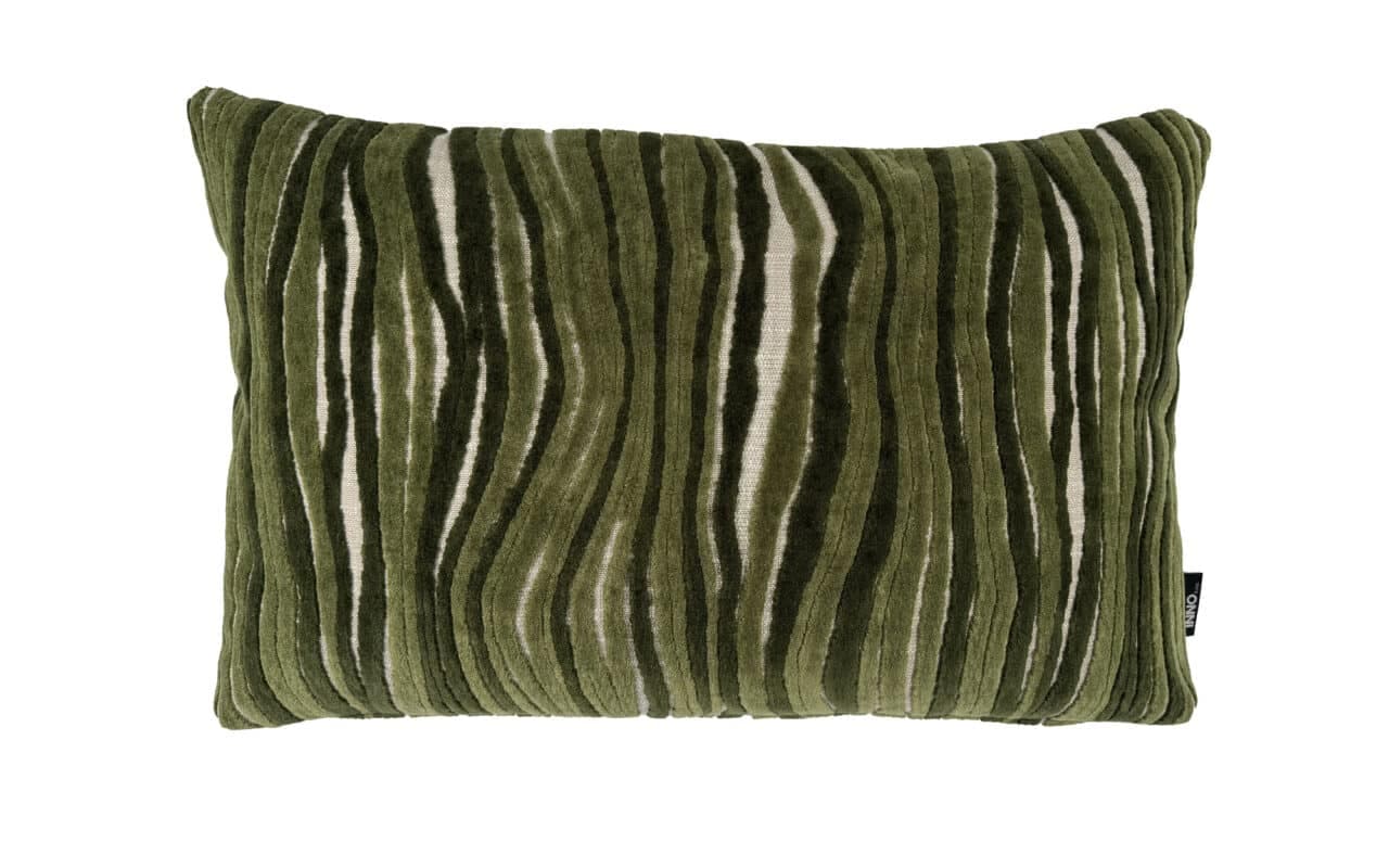Groen gestreept sierkussen 35 x 55 cm