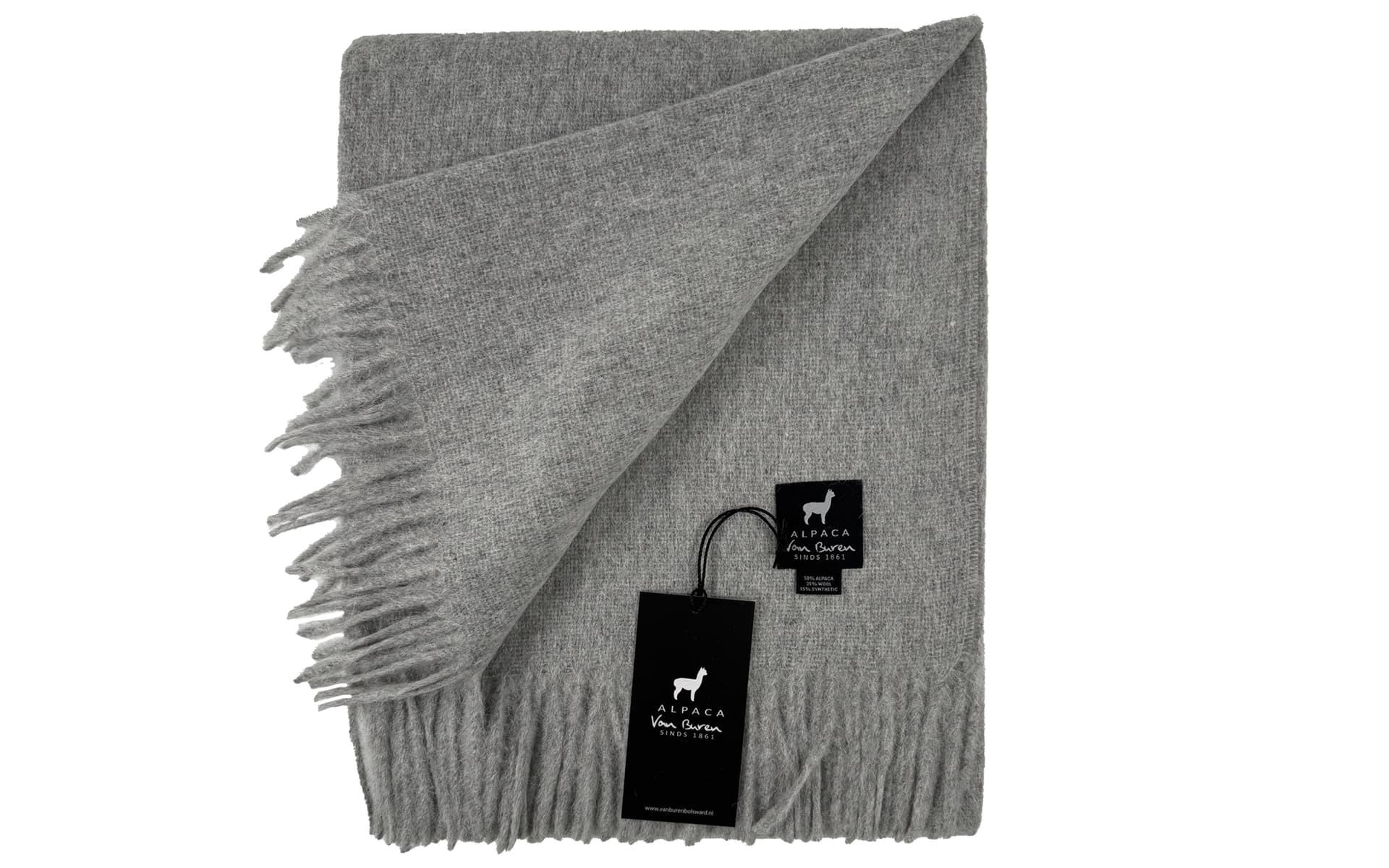 Alpaca plaid van Buren Lichtgrijs