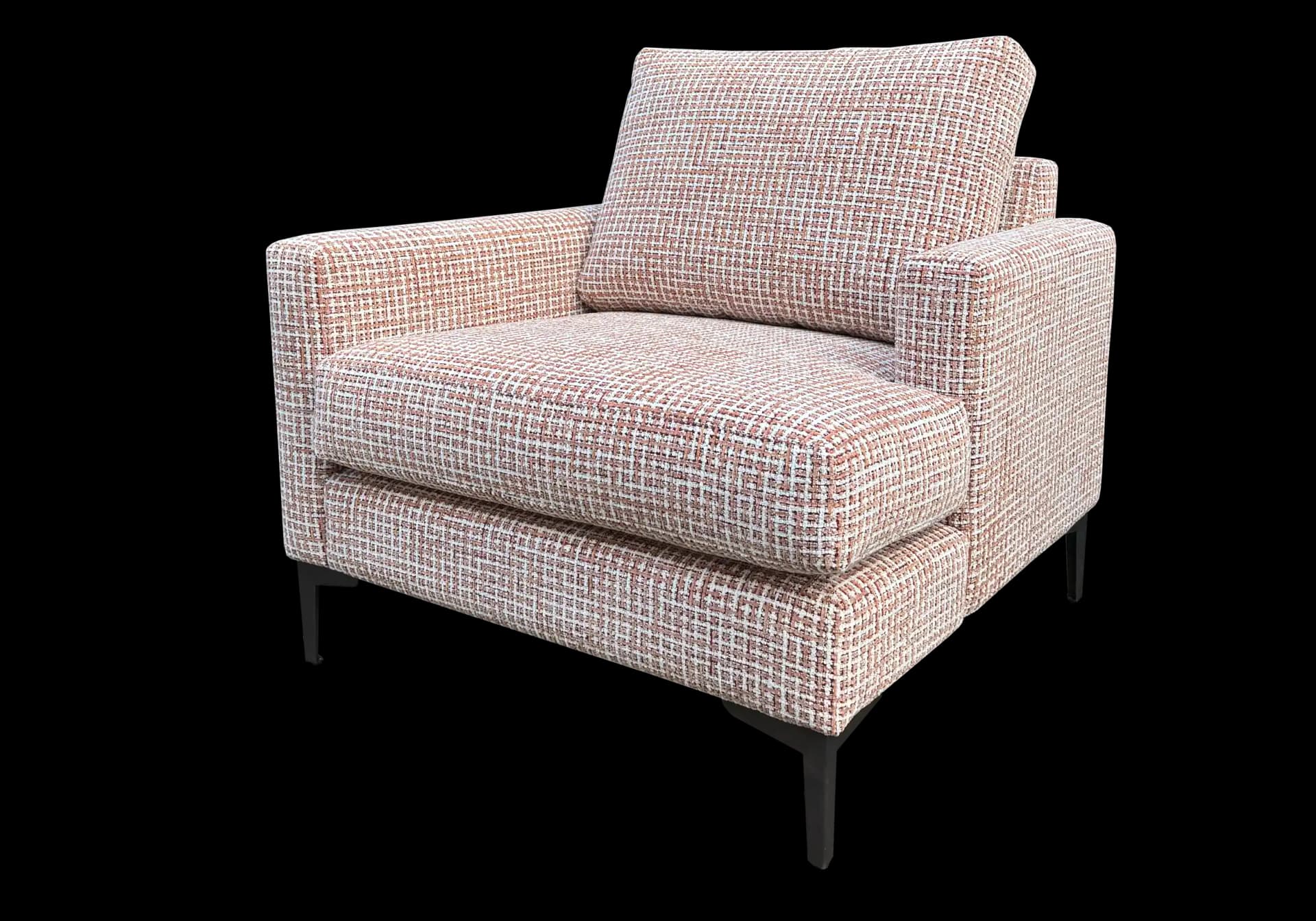 Zijaanzicht van de asymmetrische fauteuil Amélie links