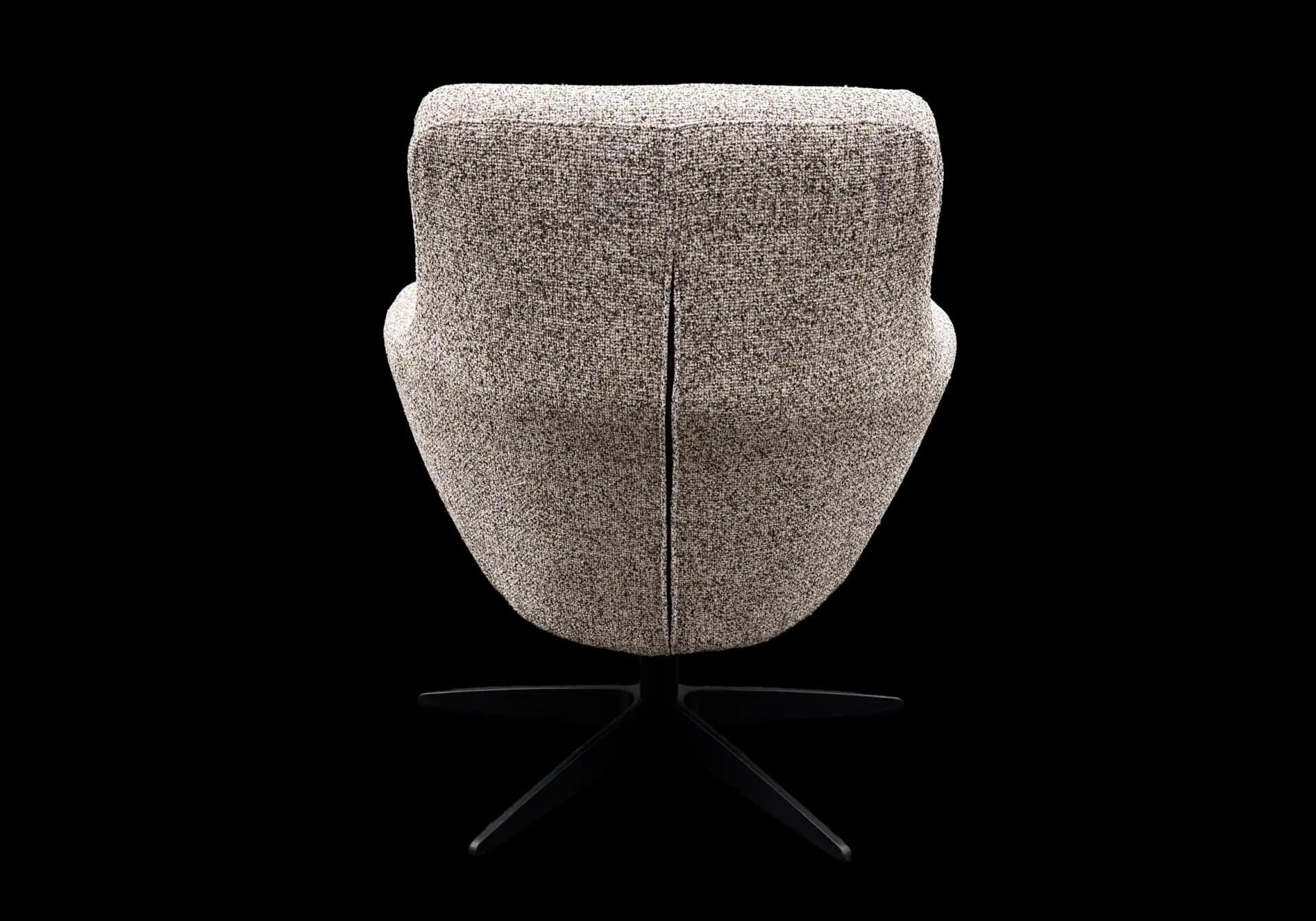Achteraanzicht draaifauteuil Yara, compacte draaistoel, zwarte poot