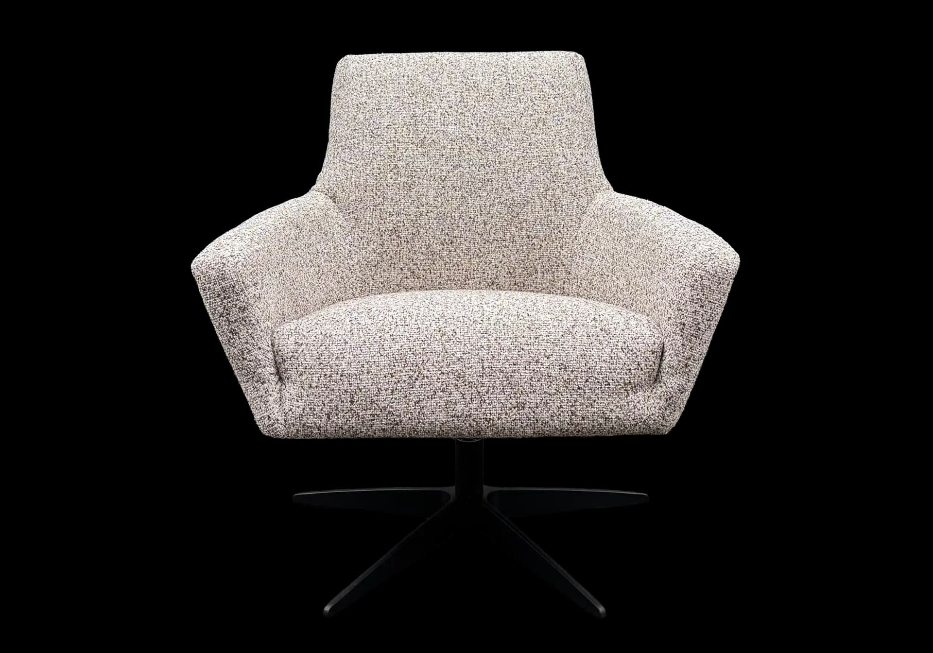 Vooraanzicht draaifauteuil Yara, beige stof, zwart onderstel