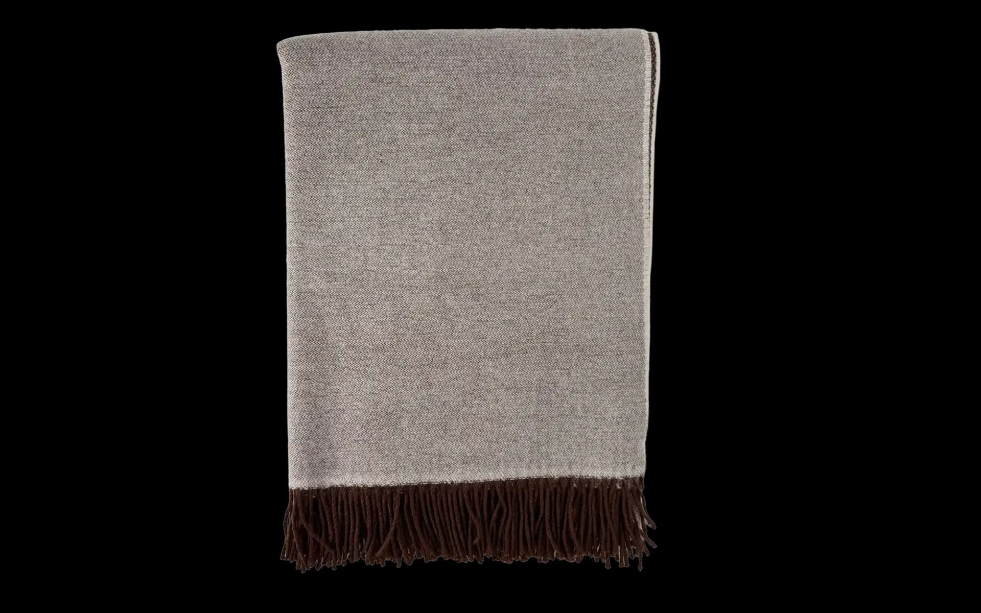 Plaid 200 x 145 cm Tavik Bruin met lichtbruine en bruine zijde