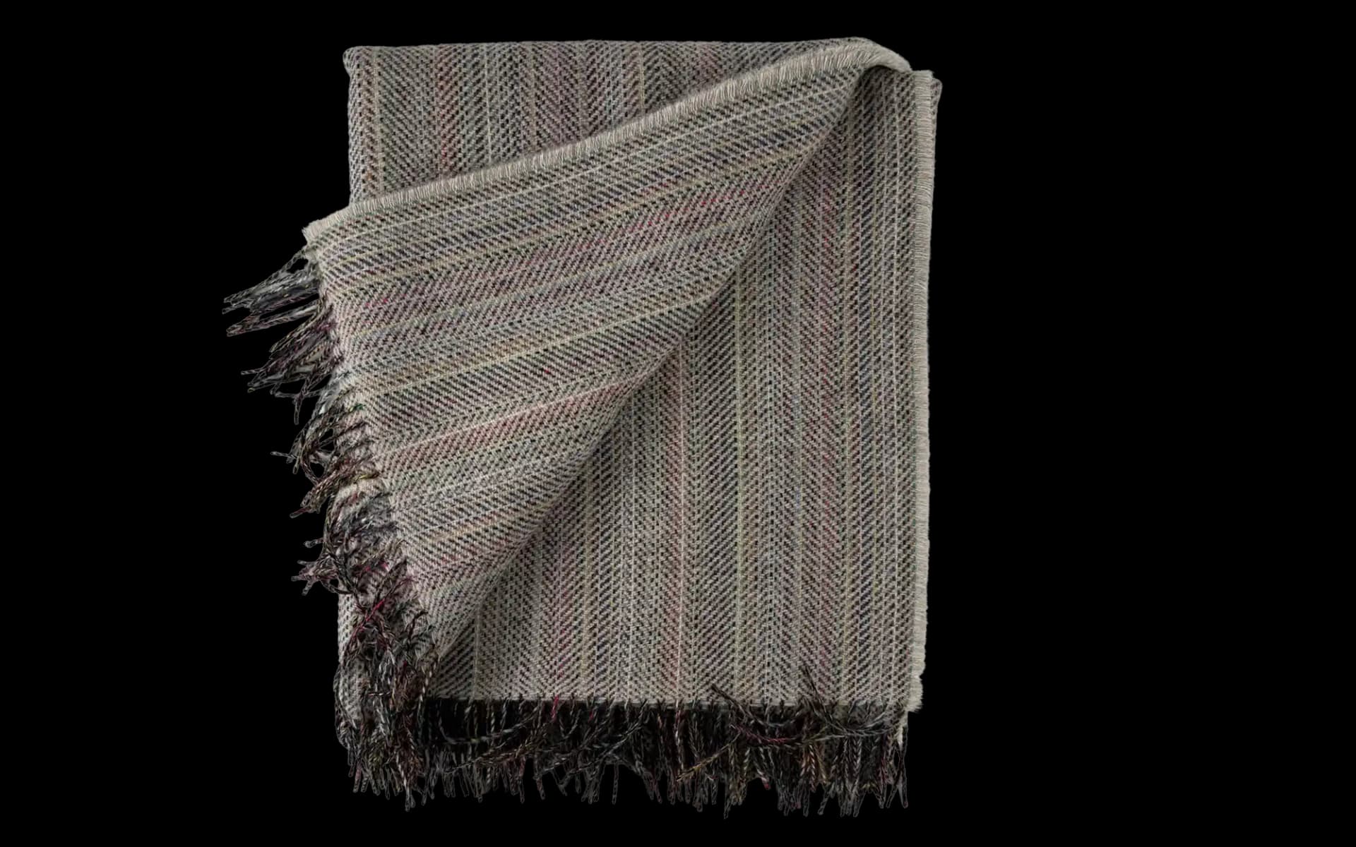 Merino wollen rainbow plaid 200 x 145 cm in grijs met meerdere kleuren
