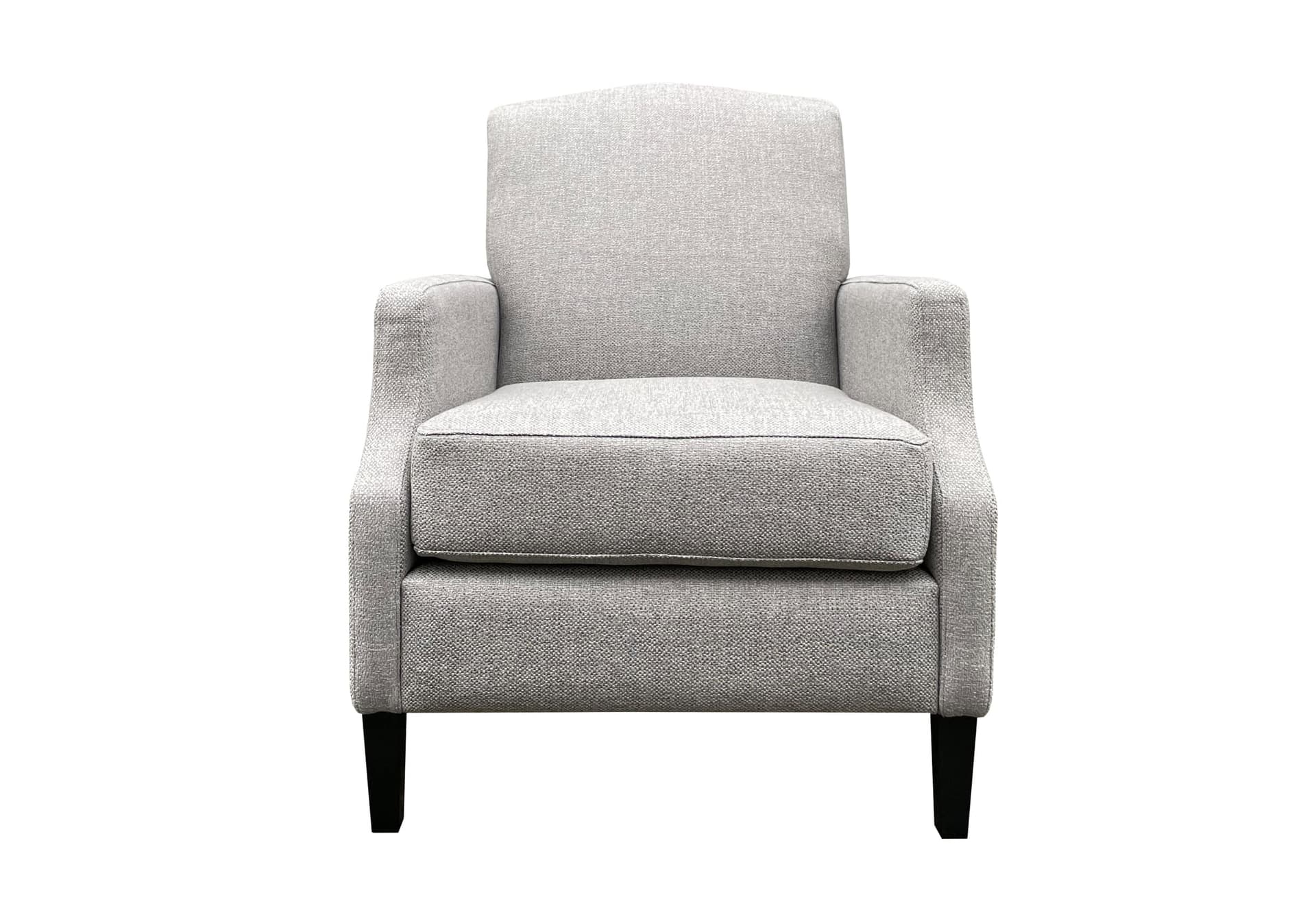 Klassieke fauteuil Quinn in beige stof met zwarte poten