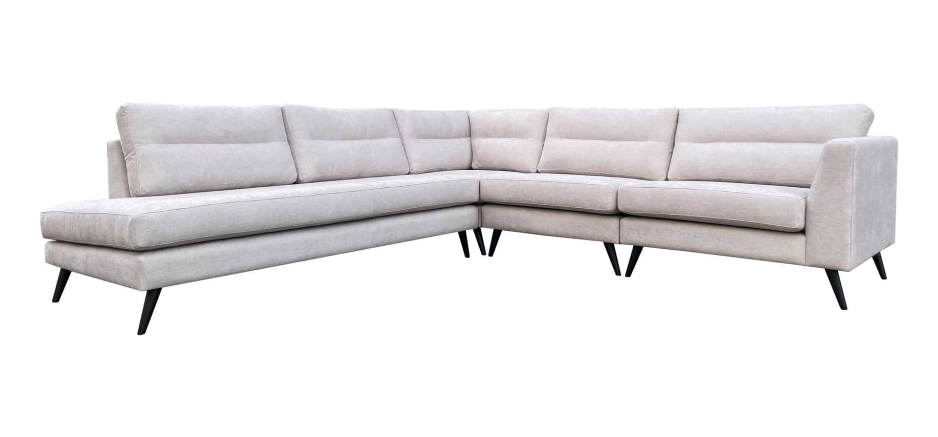 Elementen bank in beige stof met zwarte poten