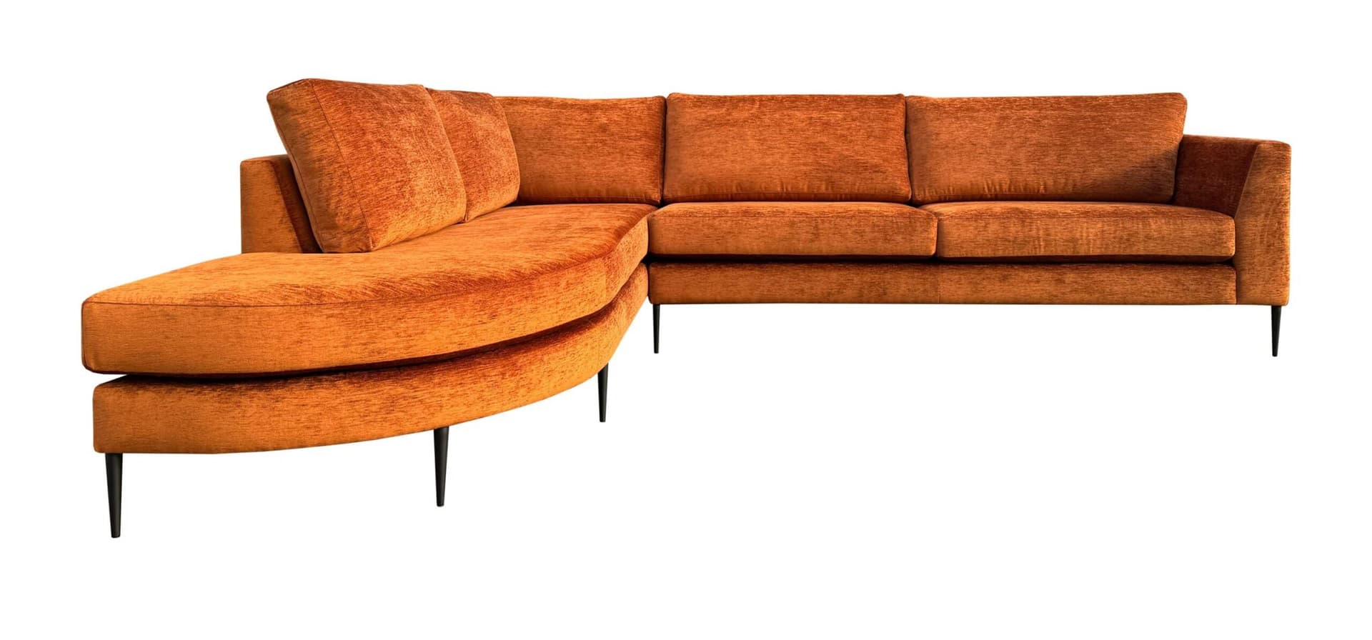 Elementenbank Zoë ronde ottomane in cognac kleur met zwarte poten