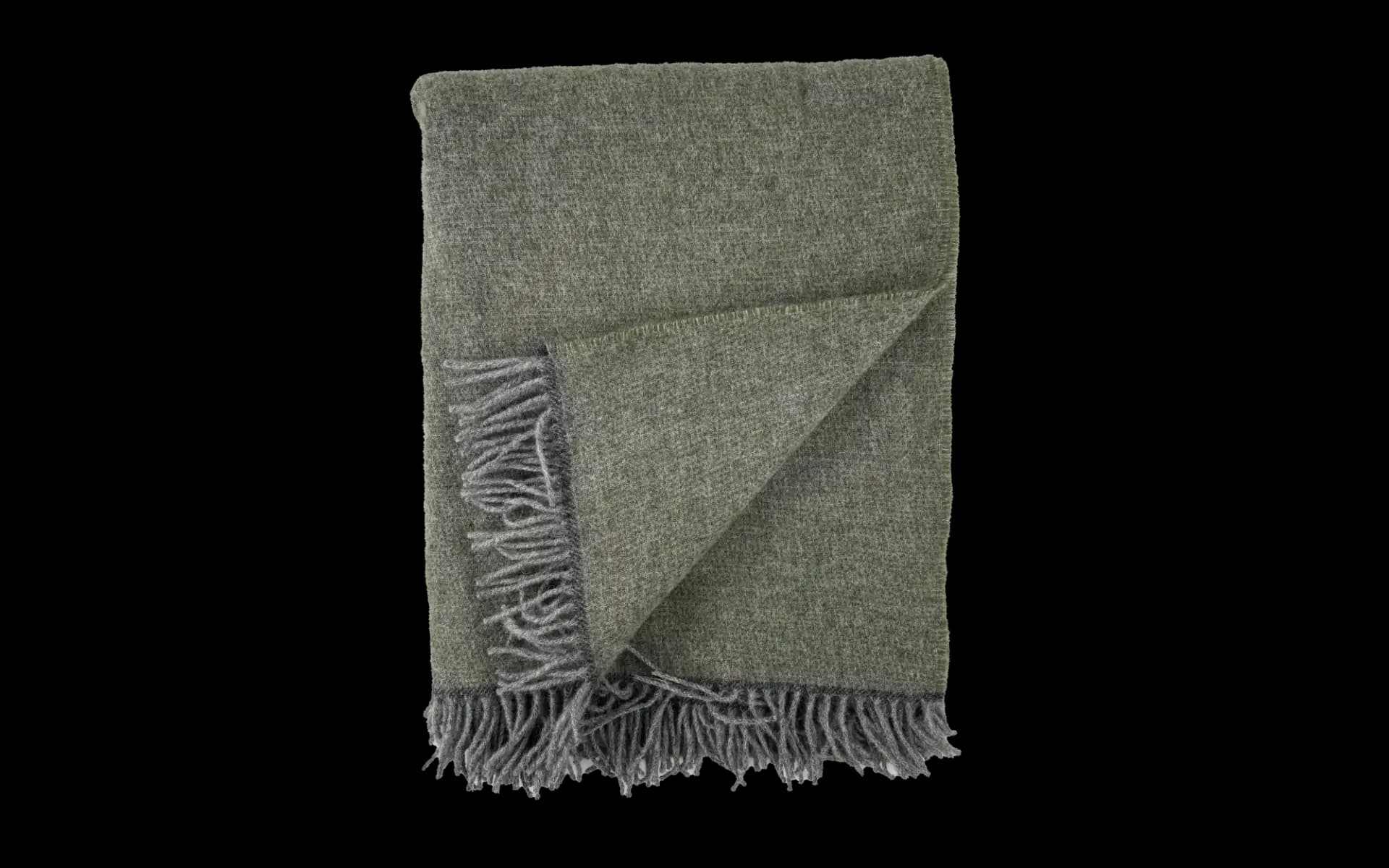 Luxe wollen plaid 200 x 145 cm donkergroen, opengespreid
