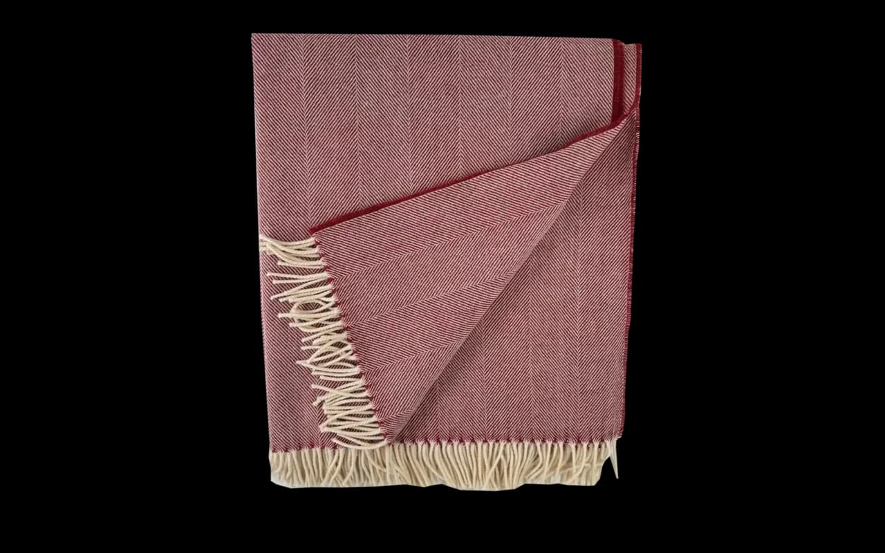 Opengeslagen wollen deken plaid 200 x 145 cm Tabasco met zichtbare textuur