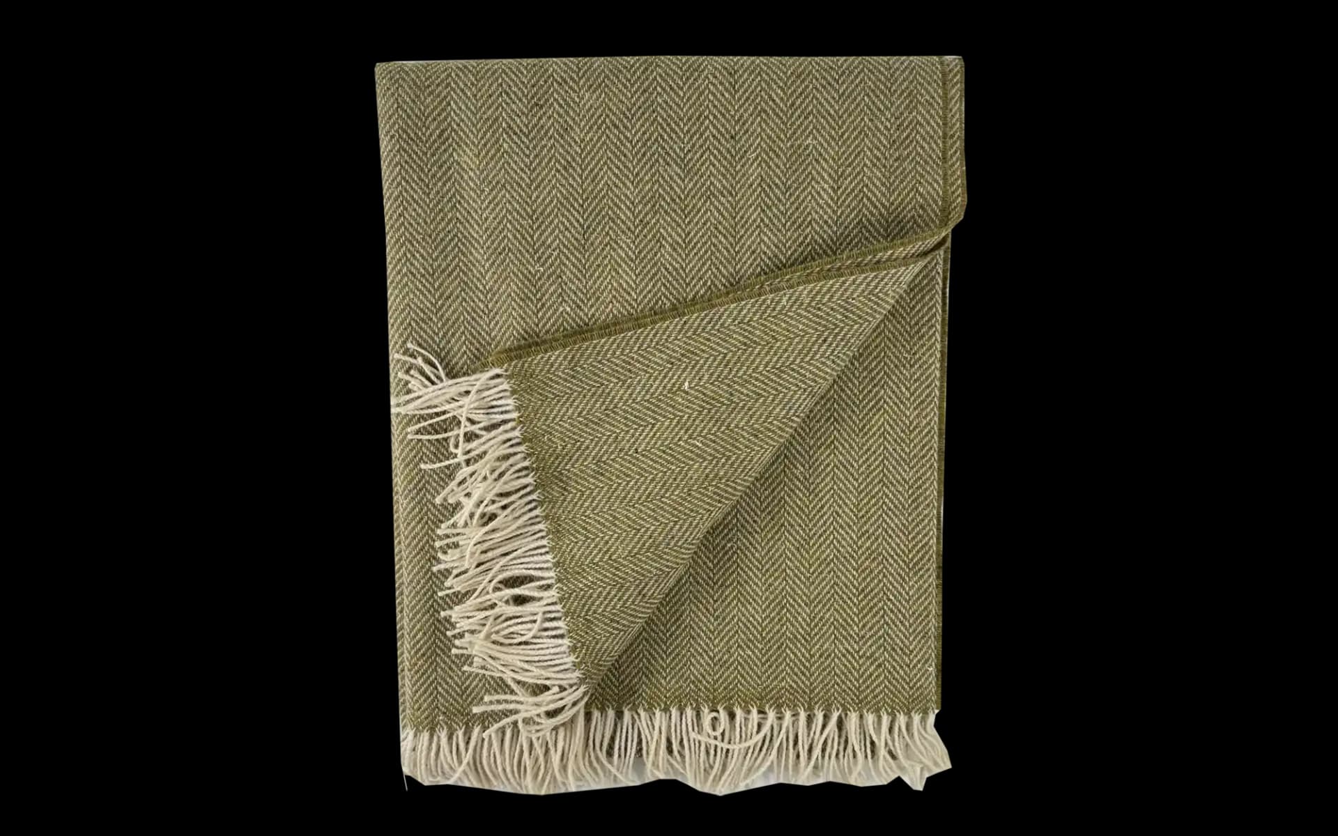 Luxe wollen plaid 200 x 145 cm groen, opengespreid