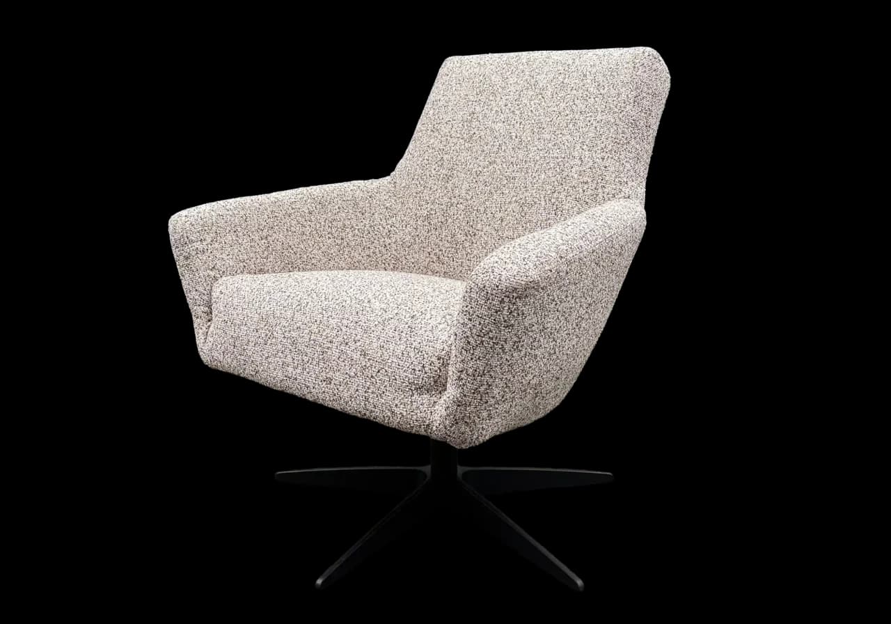 Zijaanzicht draaifauteuil Yara met armleggers, beige stof