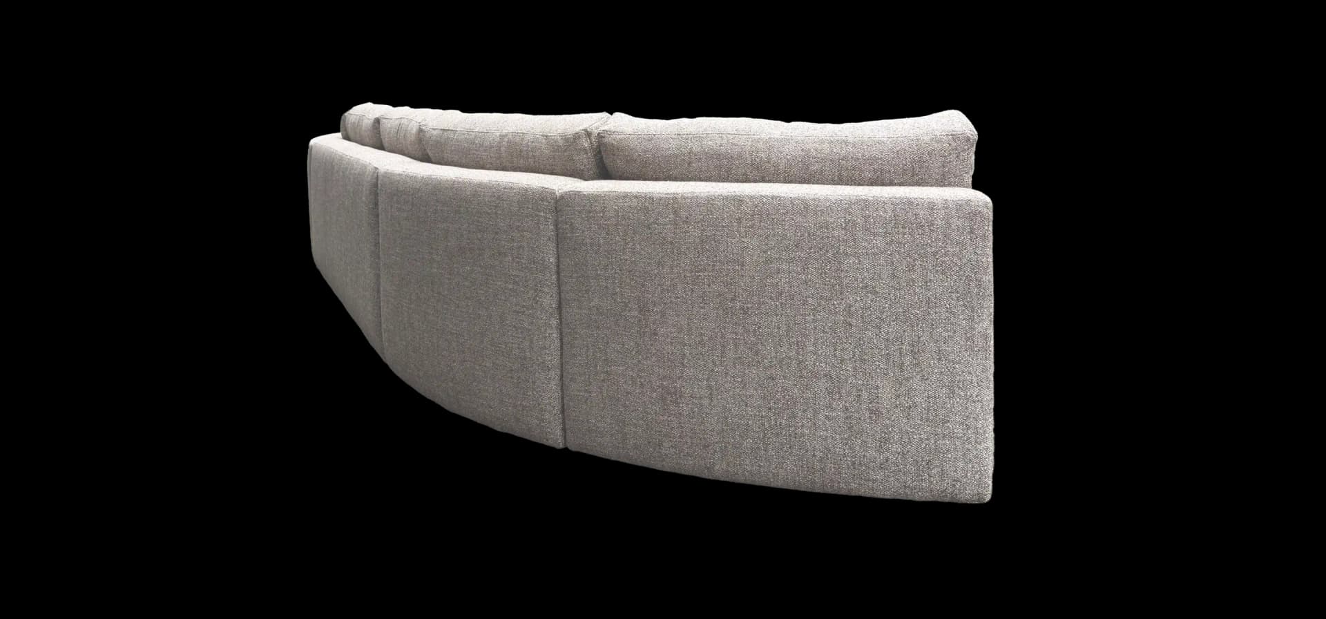 Achterzijde modulaire Mae ronde hoekbank in stof Be Fashion 15 Light Brown met gebogen design