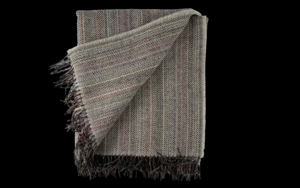 Merino wollen rainbow plaid 200 x 145 cm in grijs met meerdere kleuren