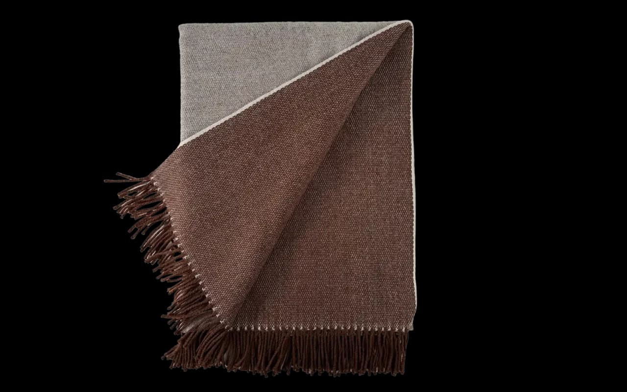 Omkeerbare merino wollen plaid 200 x 145 cm in twee bruintinten